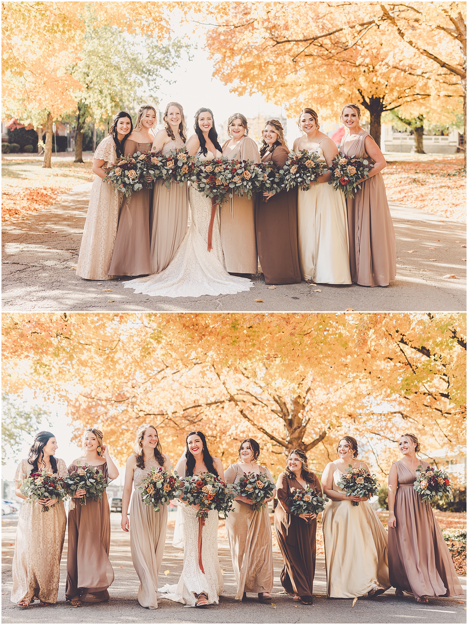 Kylie and Noah's fall wedding at Town & Country Events in Milford, Illinois with Chicagoland wedding photographer Kara Evans Photographer.