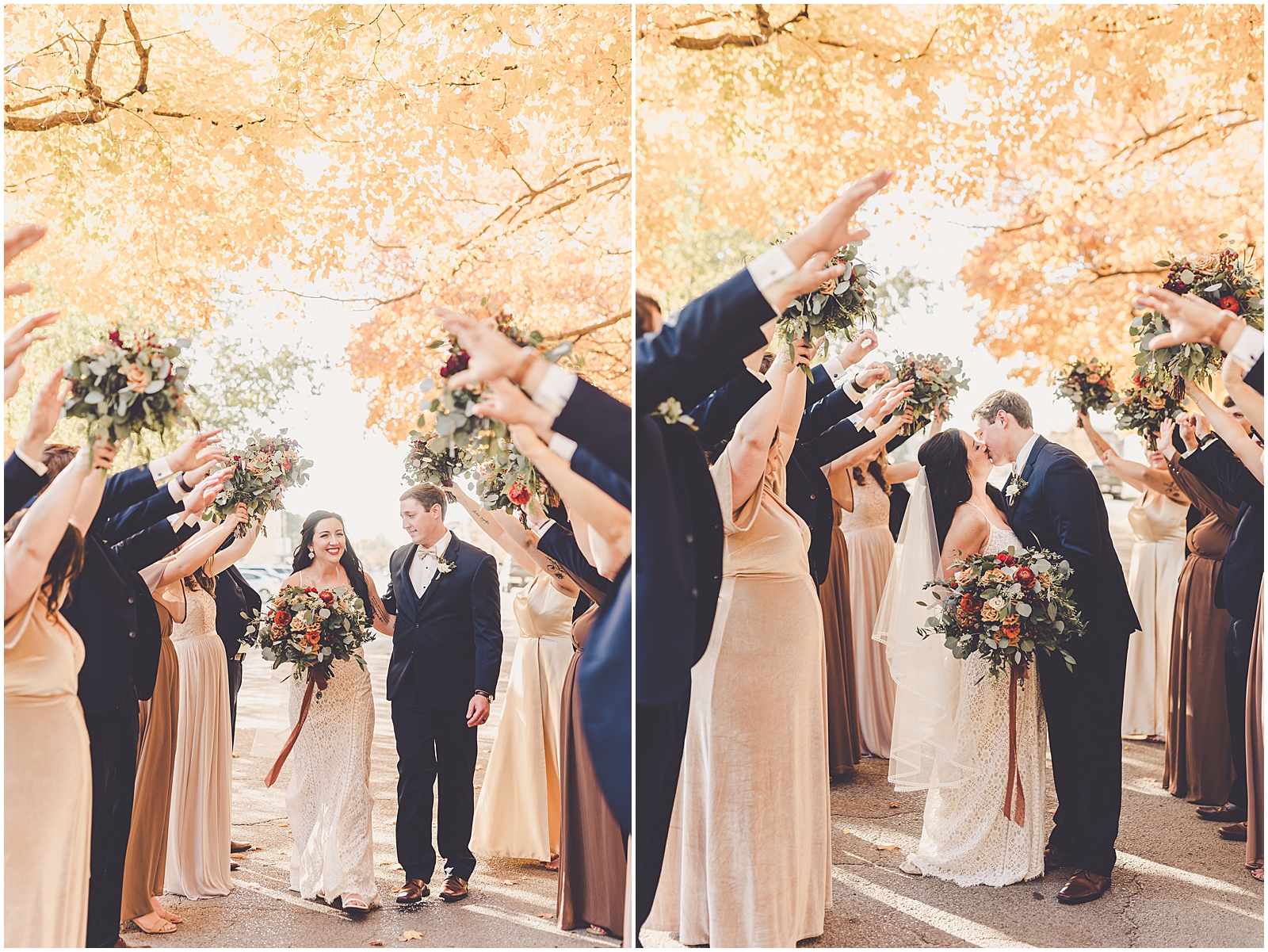 Kylie and Noah's fall wedding at Town & Country Events in Milford, Illinois with Chicagoland wedding photographer Kara Evans Photographer.