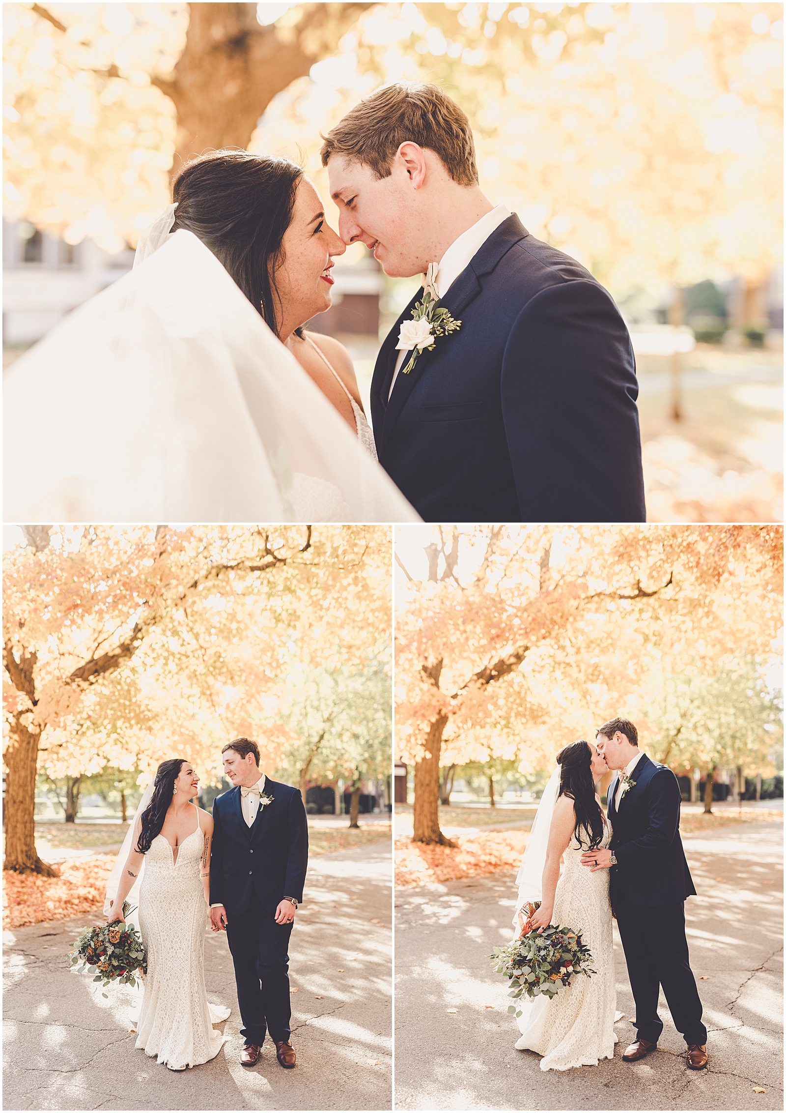 Kylie and Noah's fall wedding at Town & Country Events in Milford, Illinois with Chicagoland wedding photographer Kara Evans Photographer.