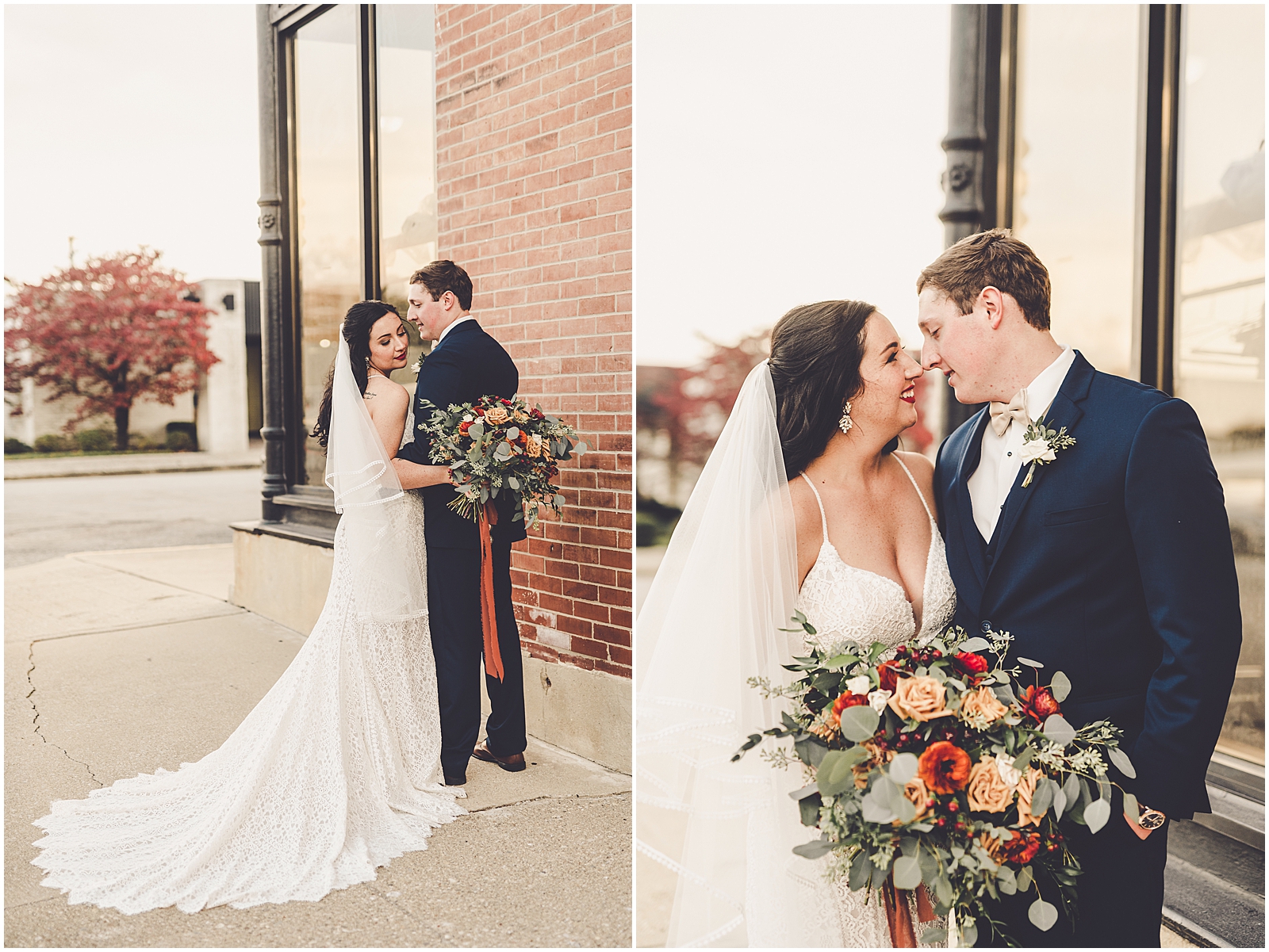 Kylie and Noah's fall wedding at Town & Country Events in Milford, Illinois with Chicagoland wedding photographer Kara Evans Photographer.