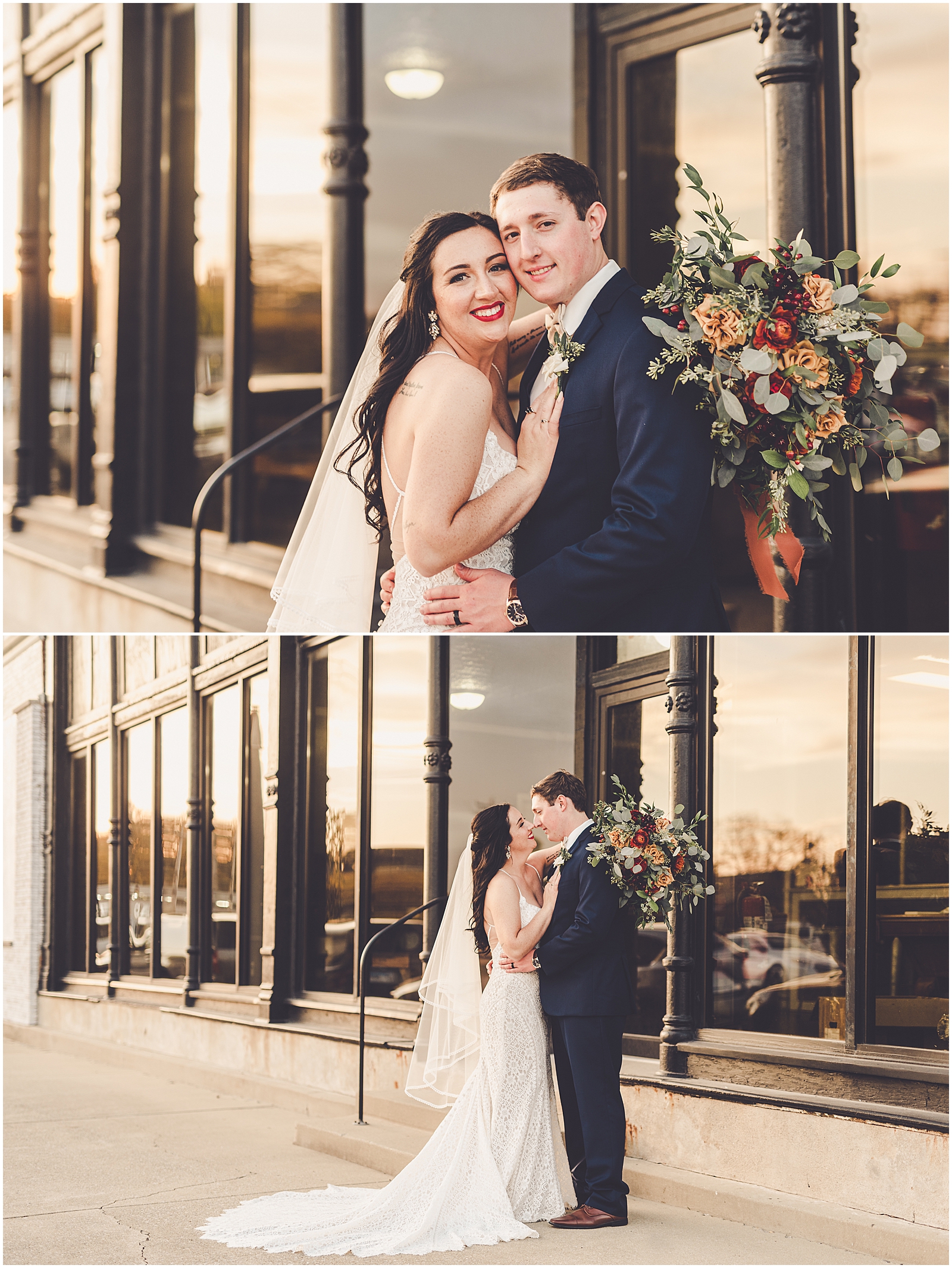 Kylie and Noah's fall wedding at Town & Country Events in Milford, Illinois with Chicagoland wedding photographer Kara Evans Photographer.