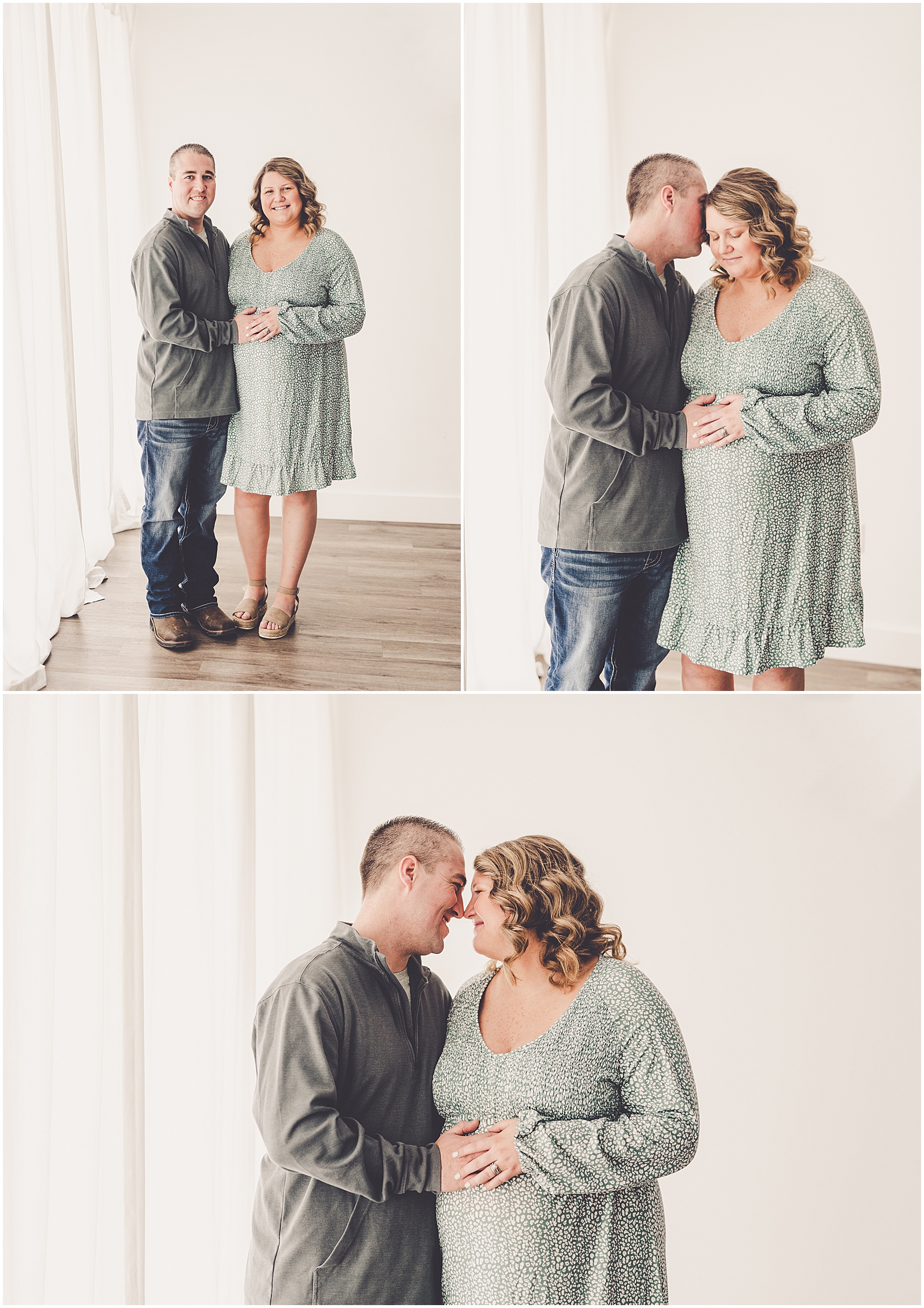 Maternity photos with the Risley family at Kara Evans Photographer - Natural Light Studio Photographer in Kankakee, Illinois.