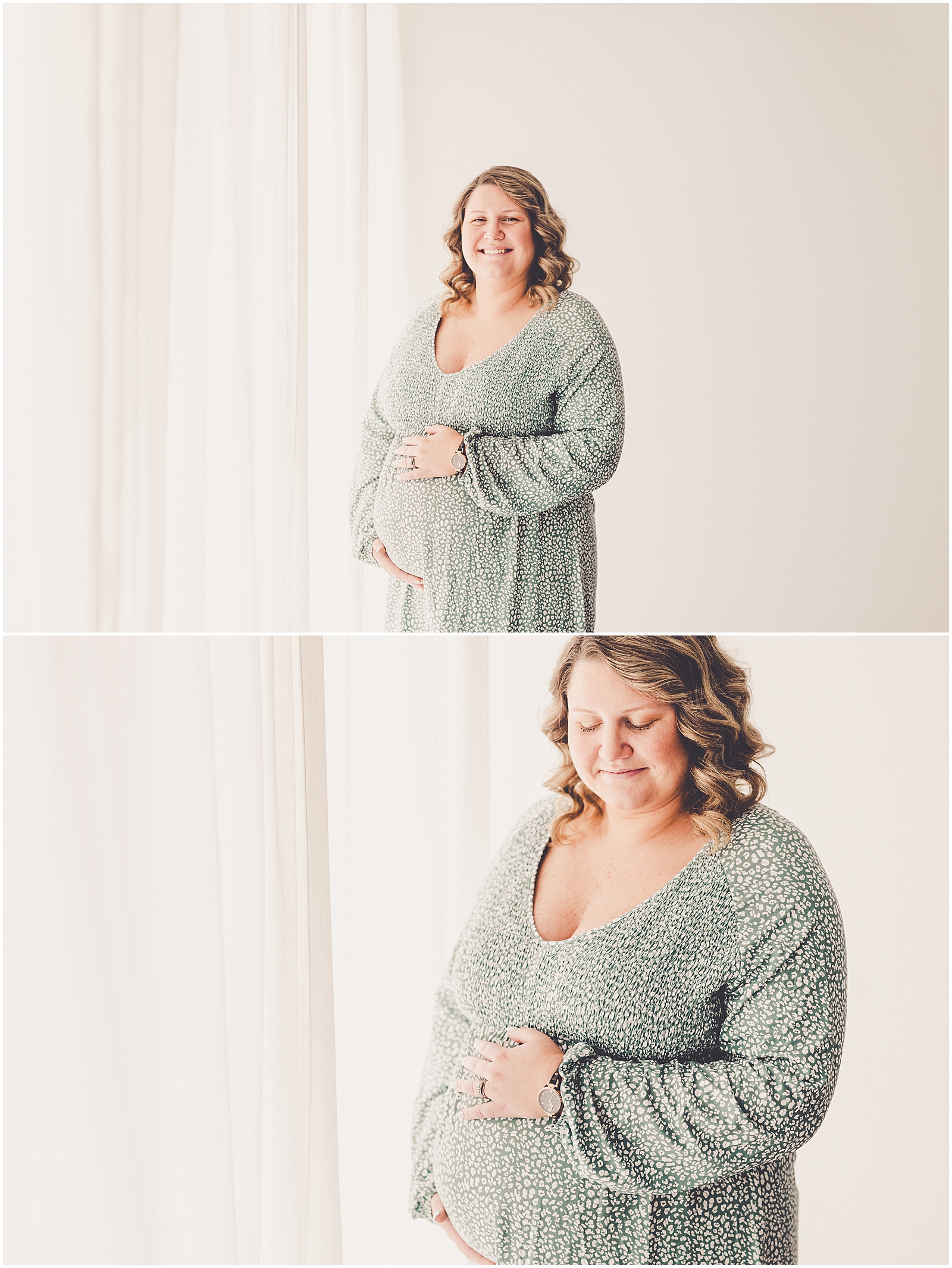 Maternity photos with the Risley family at Kara Evans Photographer - Natural Light Studio Photographer in Kankakee, Illinois.