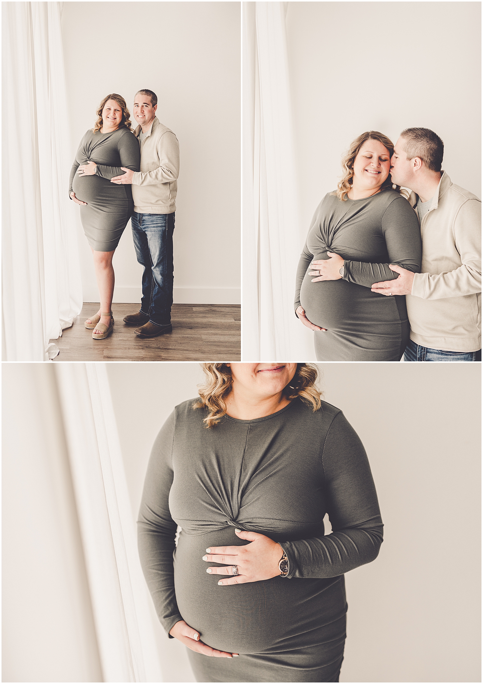 Maternity photos with the Risley family at Kara Evans Photographer - Natural Light Studio Photographer in Kankakee, Illinois.