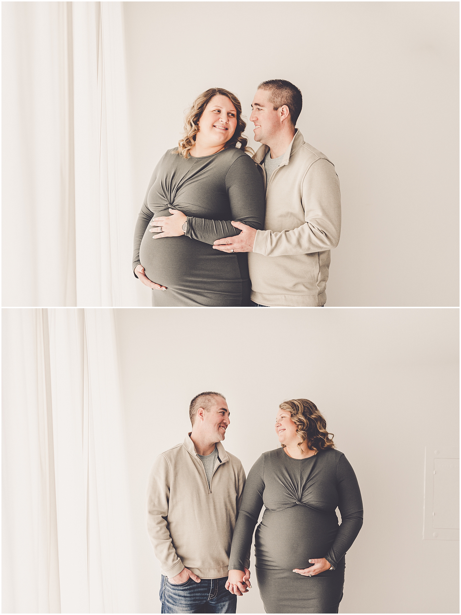 Maternity photos with the Risley family at Kara Evans Photographer - Natural Light Studio Photographer in Kankakee, Illinois.