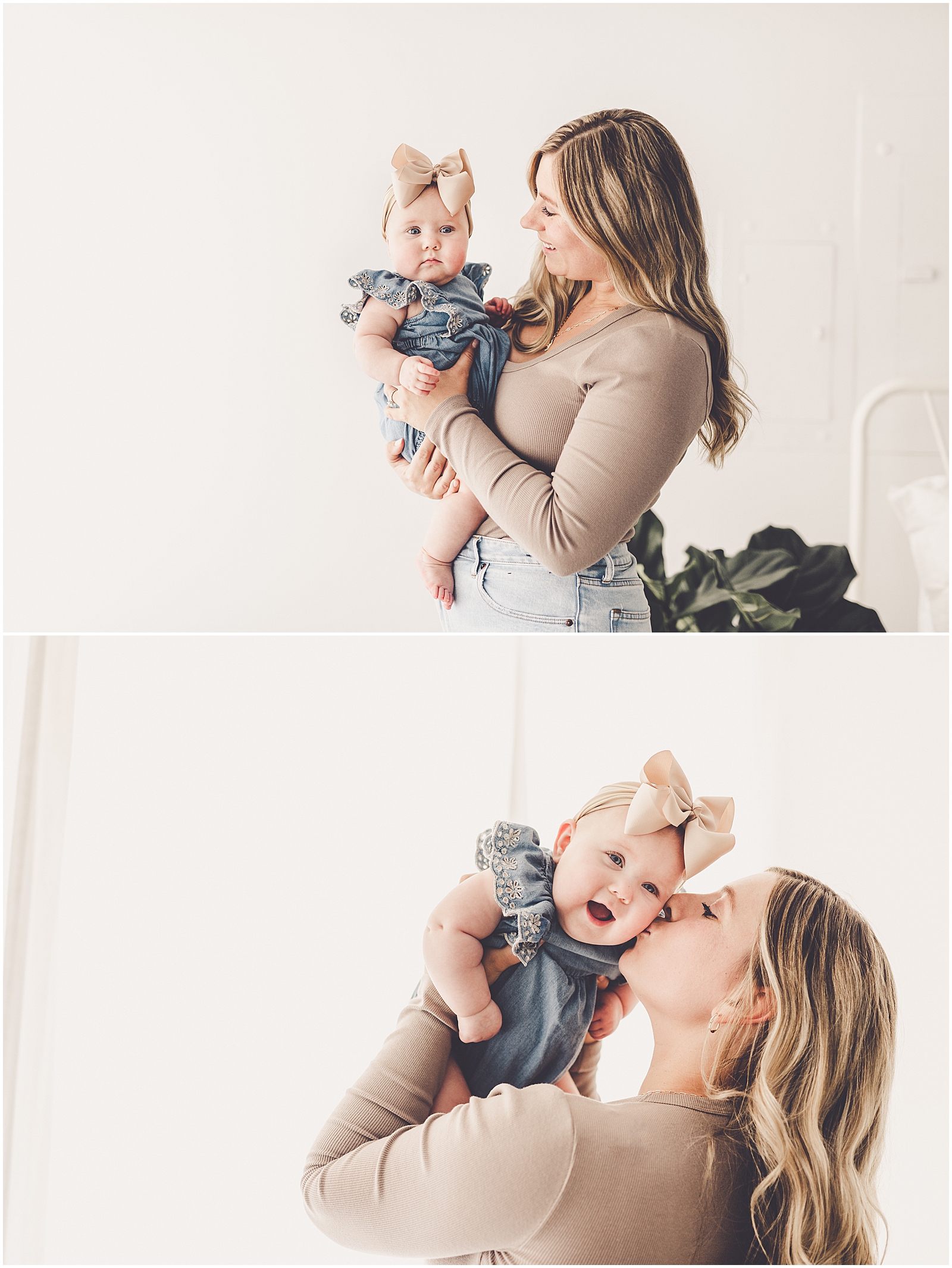 Six-month milestone session with the Carmien family at Kara Evans Photographer - Natural Light Studio Photographer in Kankakee, Illinois.