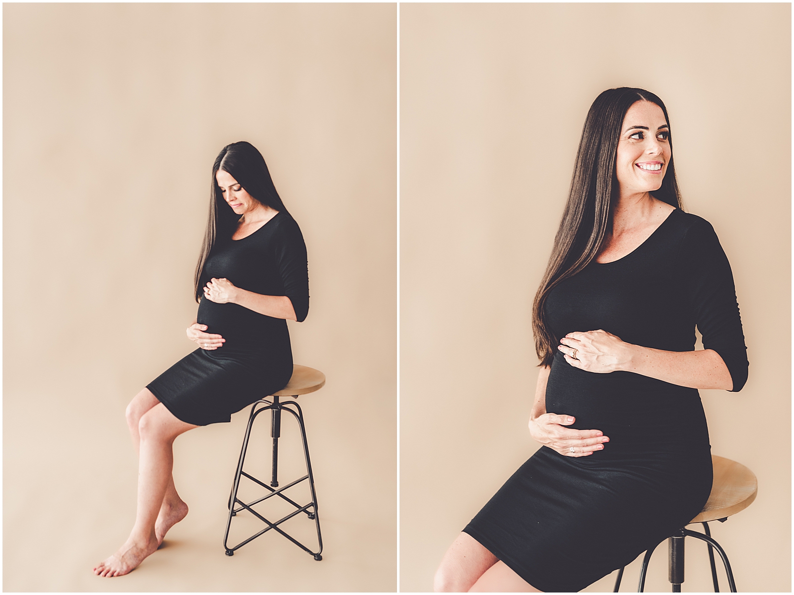 Studio maternity photos at Studio 388 in Kankakee with the McGinnis family and Bourbonnais family photographer Kara Evans Photographer.