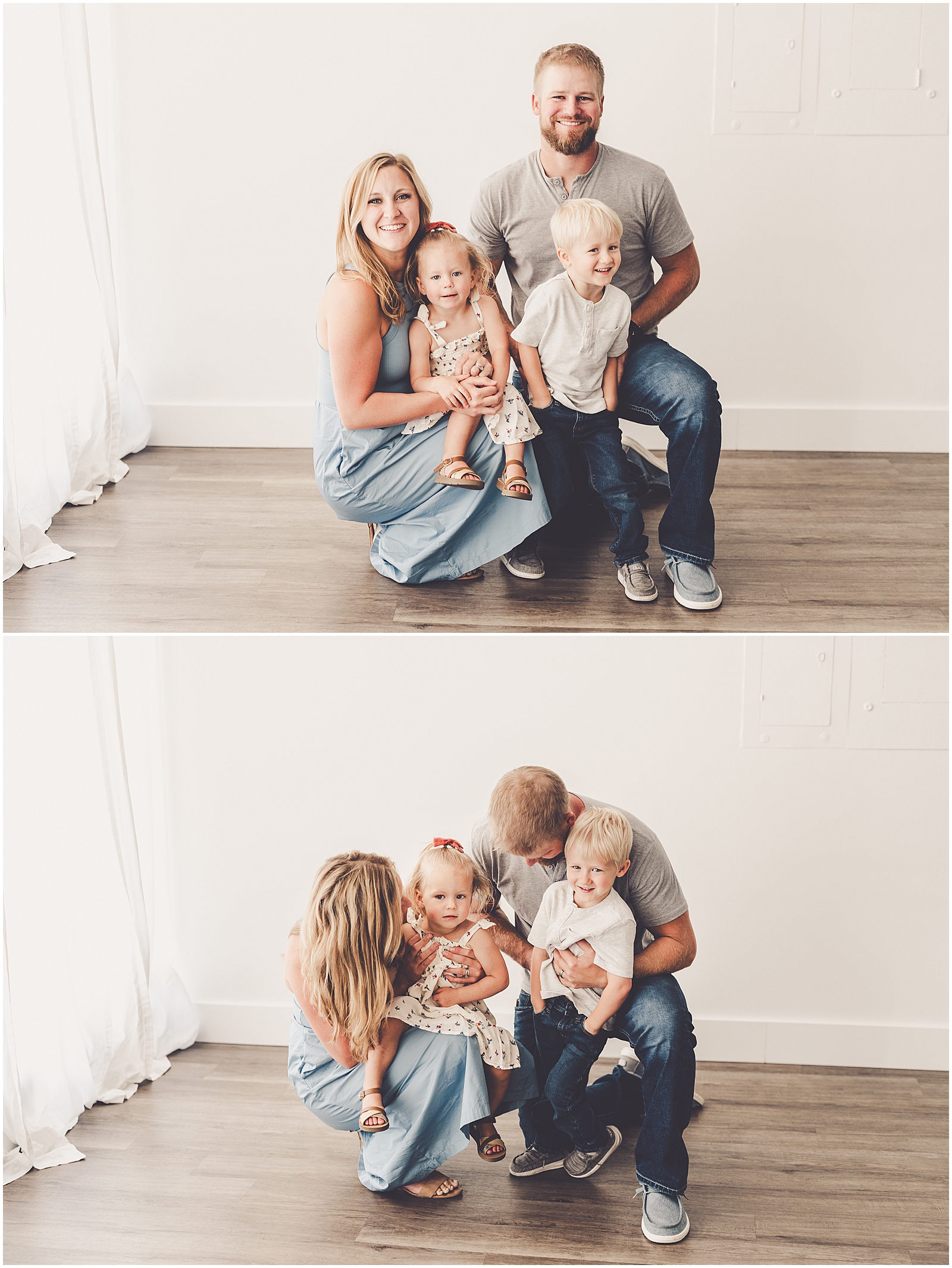 Natural light family photos at Studio 388 in Kankakee with Kankakee County and Bourbonnais family photographer Kara Evans Photographer.