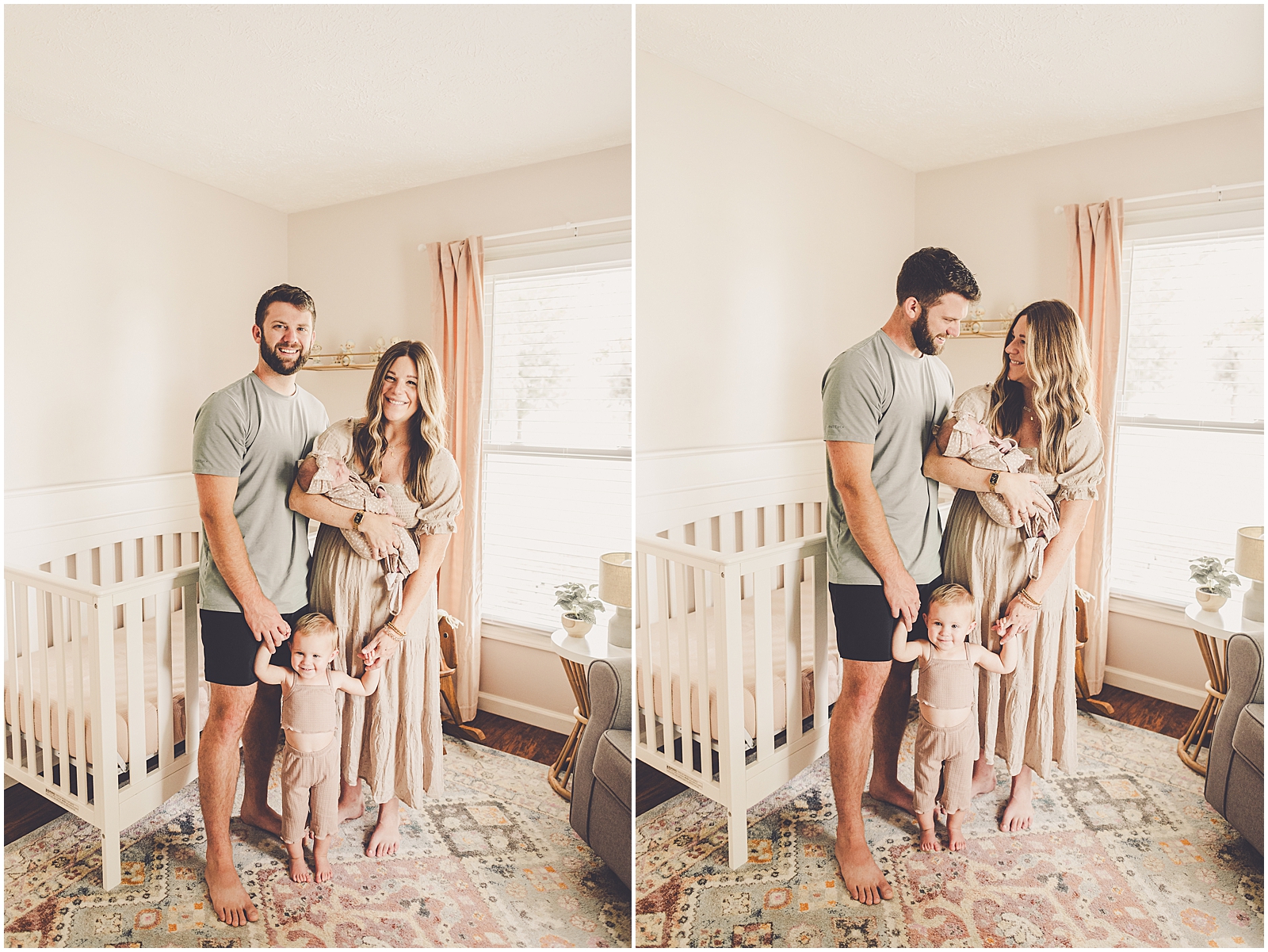 In-home lifestyle newborn session for the Miller family with Bourbonnais and Kankakee County family photographer Kara Evans Photographer.