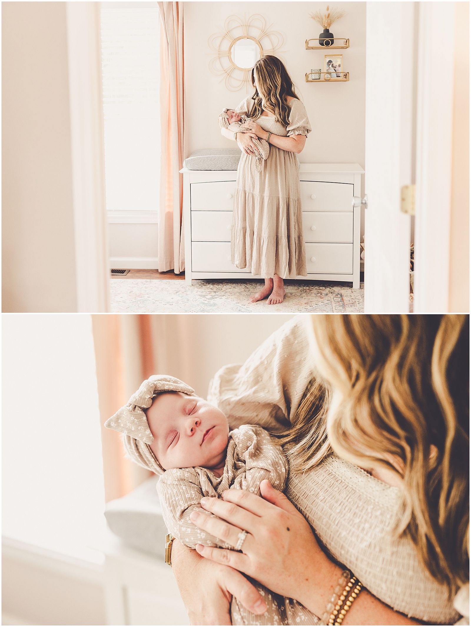 In-home lifestyle newborn session for the Miller family with Bourbonnais and Kankakee County family photographer Kara Evans Photographer.