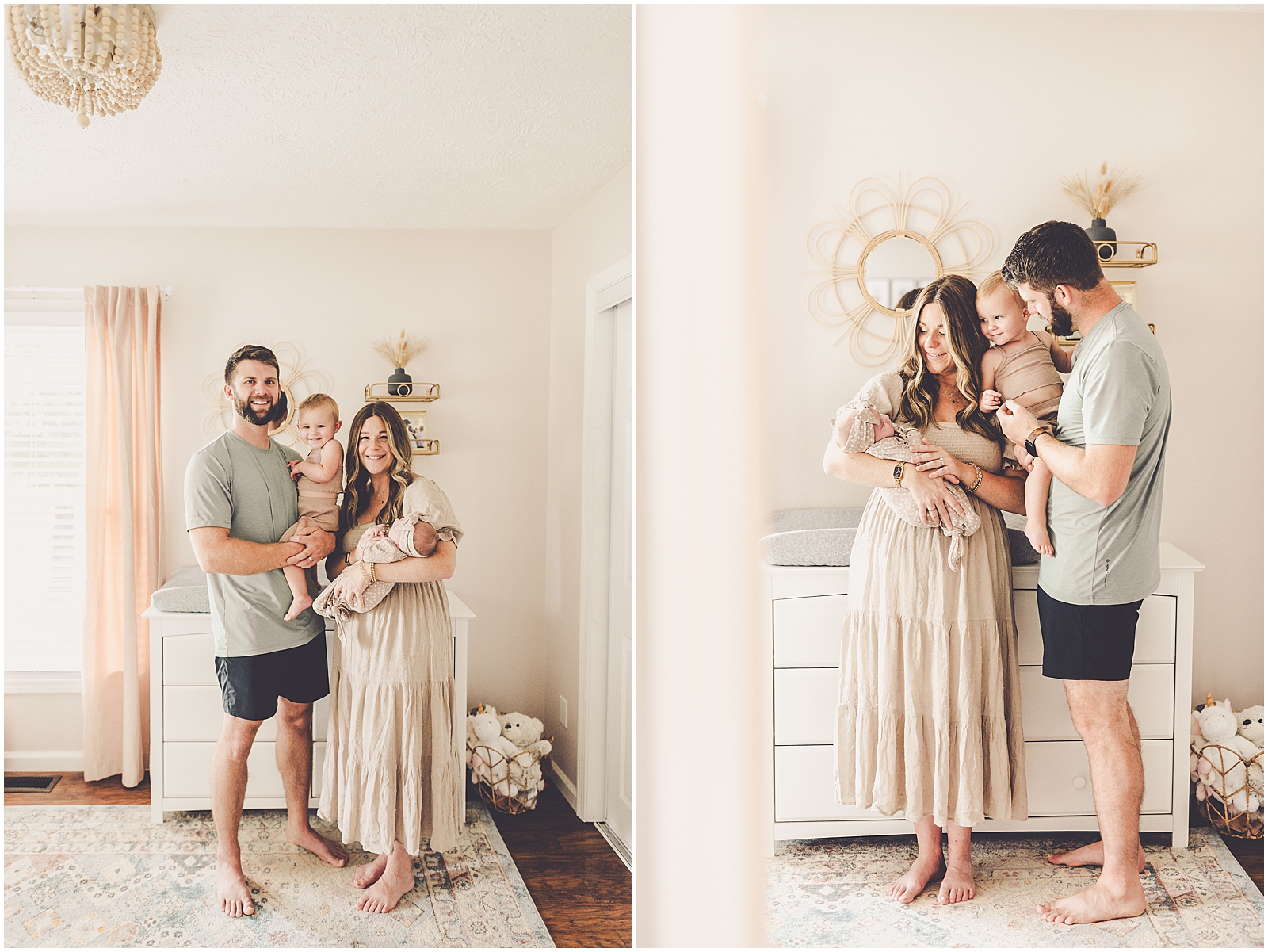 In-home lifestyle newborn session for the Miller family with Bourbonnais and Kankakee County family photographer Kara Evans Photographer.