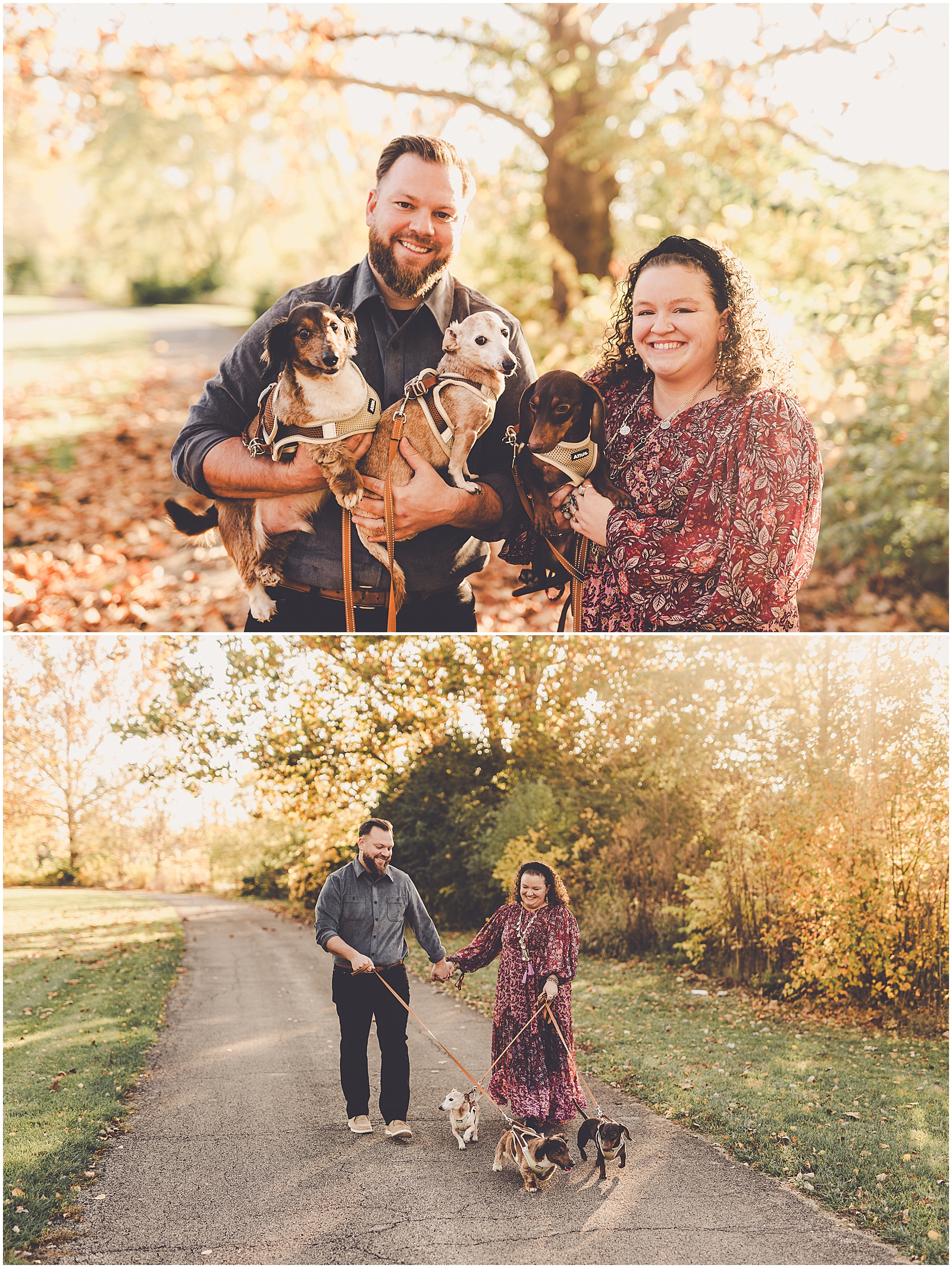 Paige and Tommy's fall downtown Aurora anniversary session with Chicagoland wedding photographer Kara Evans Photographer.