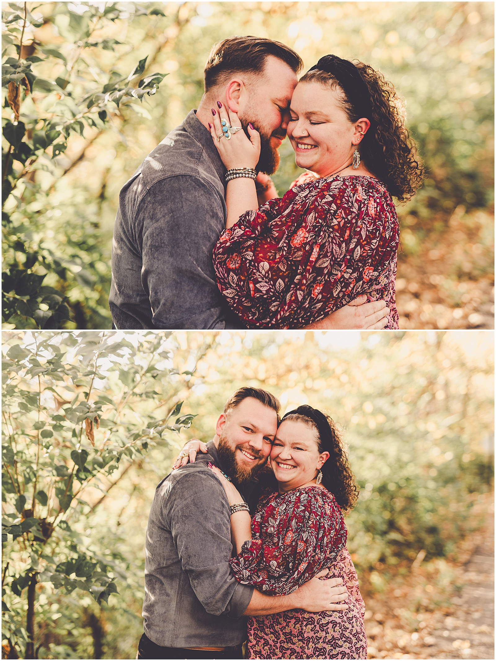 Paige and Tommy's fall downtown Aurora anniversary session with Chicagoland wedding photographer Kara Evans Photographer.