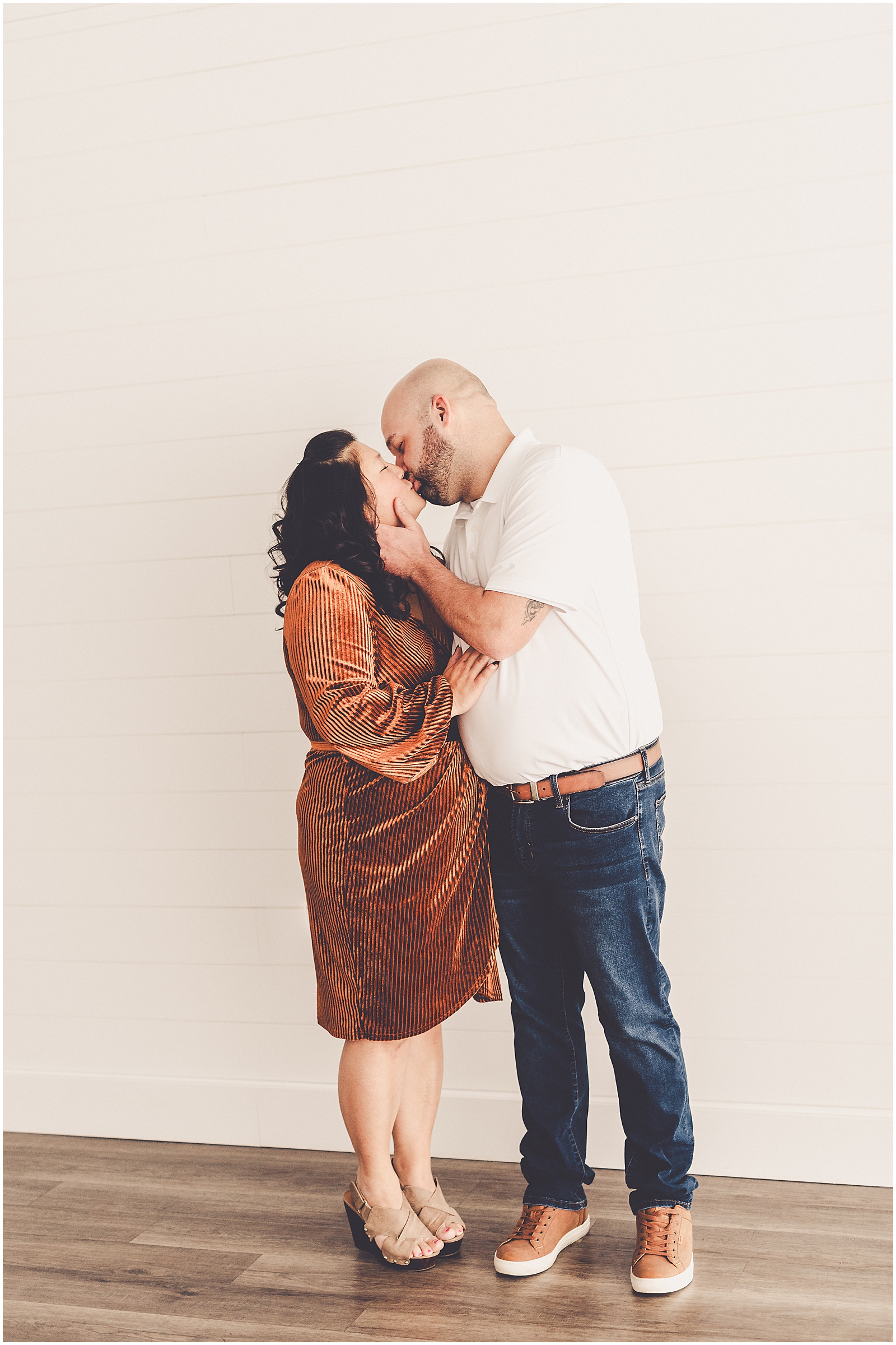 Natural light studio anniversary photos in Kankakee for CayLee and Ryan with Kankakee County family photographer Kara Evans Photographer.