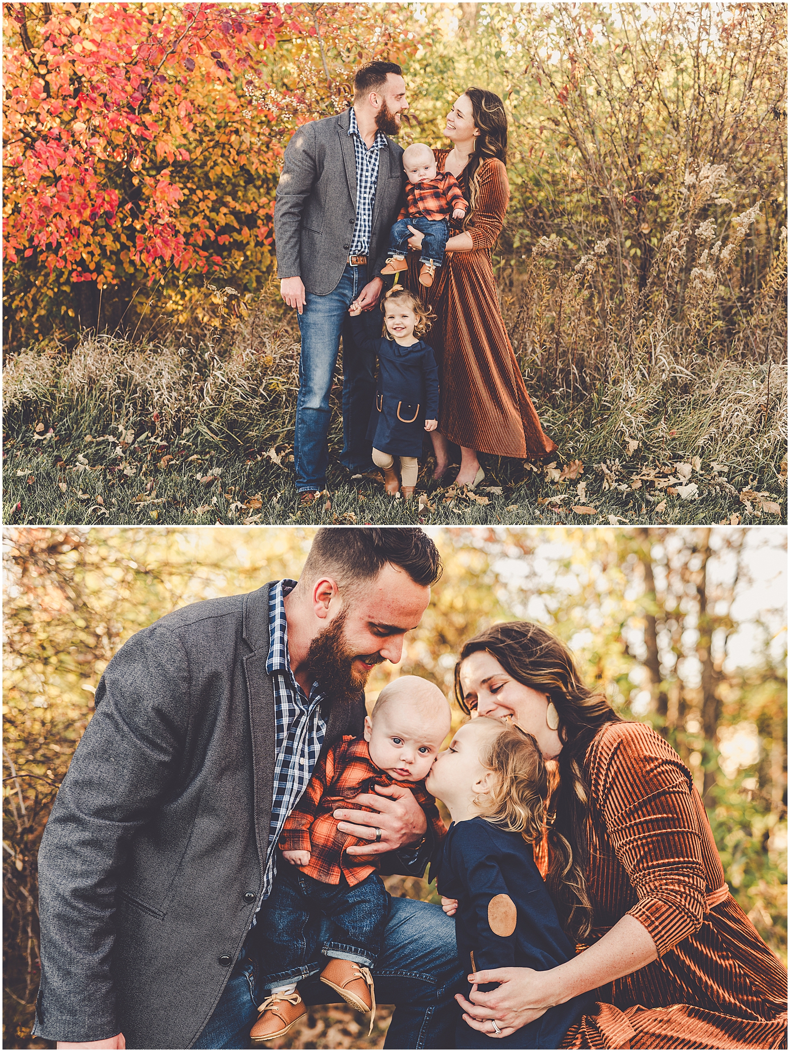 Fall four-month milestone & family session for the Schmidgall family with Kankakee County family photographer Kara Evans Photographer.