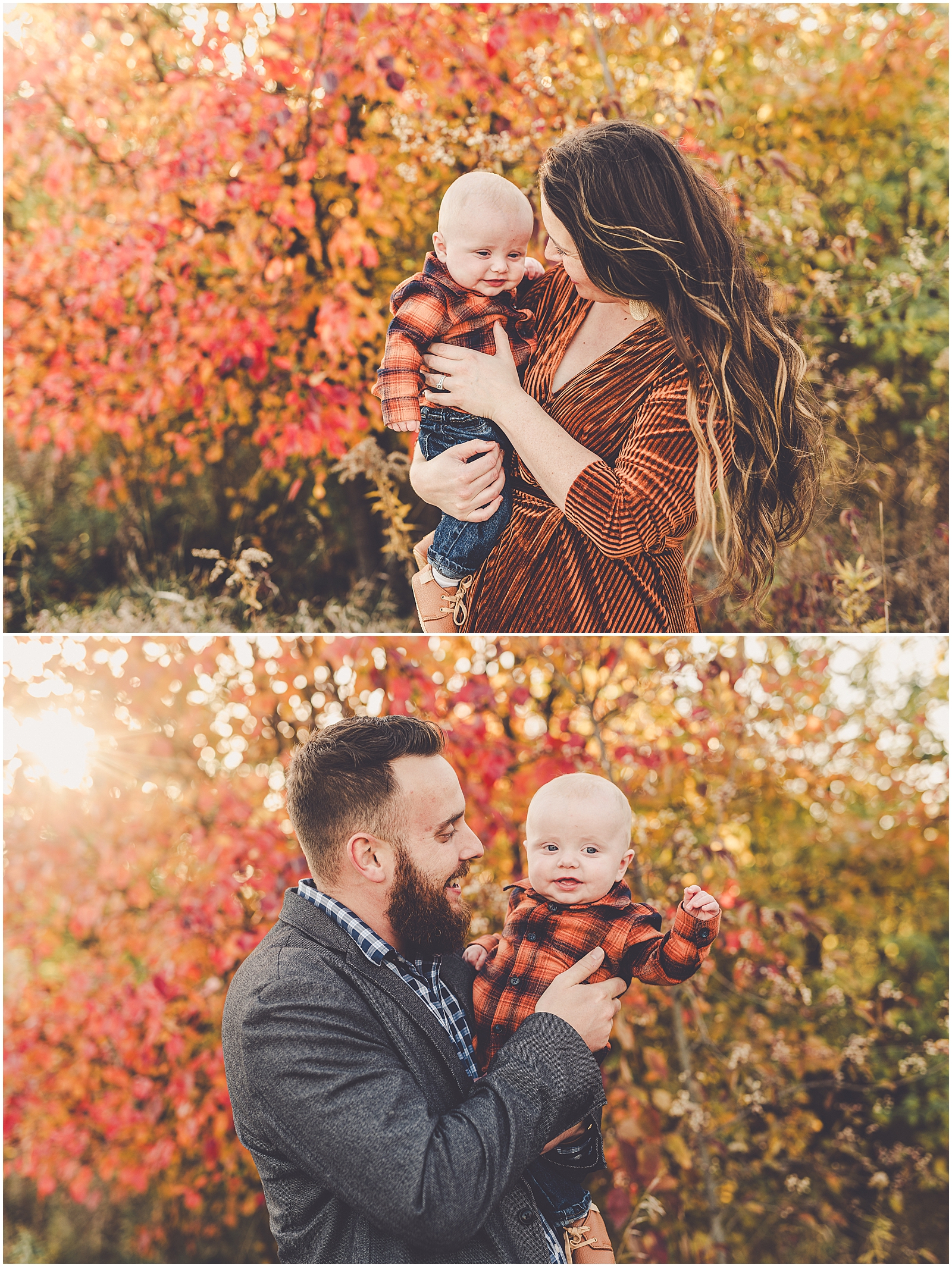 Fall four-month milestone & family session for the Schmidgall family with Kankakee County family photographer Kara Evans Photographer.