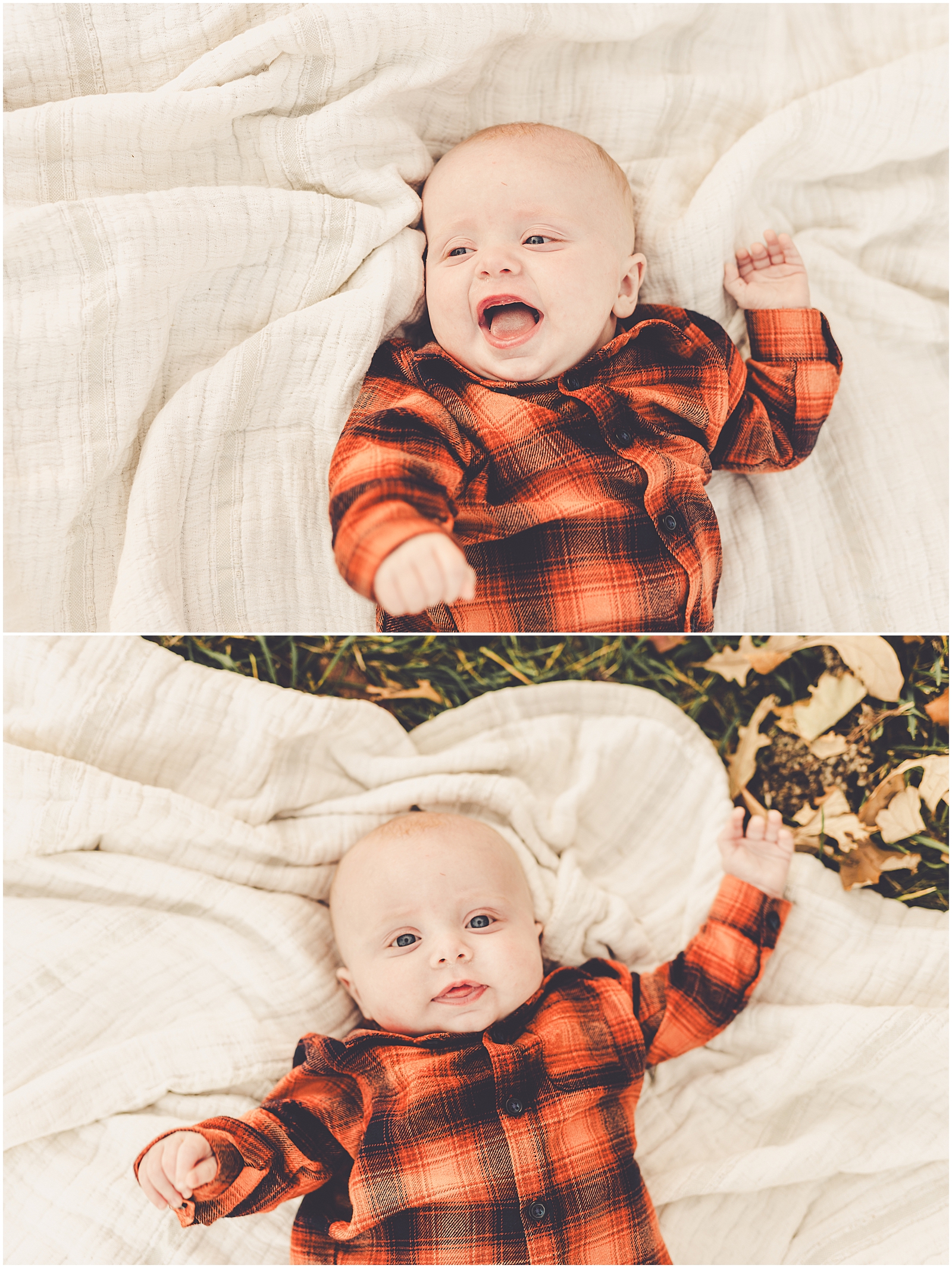 Fall four-month milestone & family session for the Schmidgall family with Kankakee County family photographer Kara Evans Photographer.