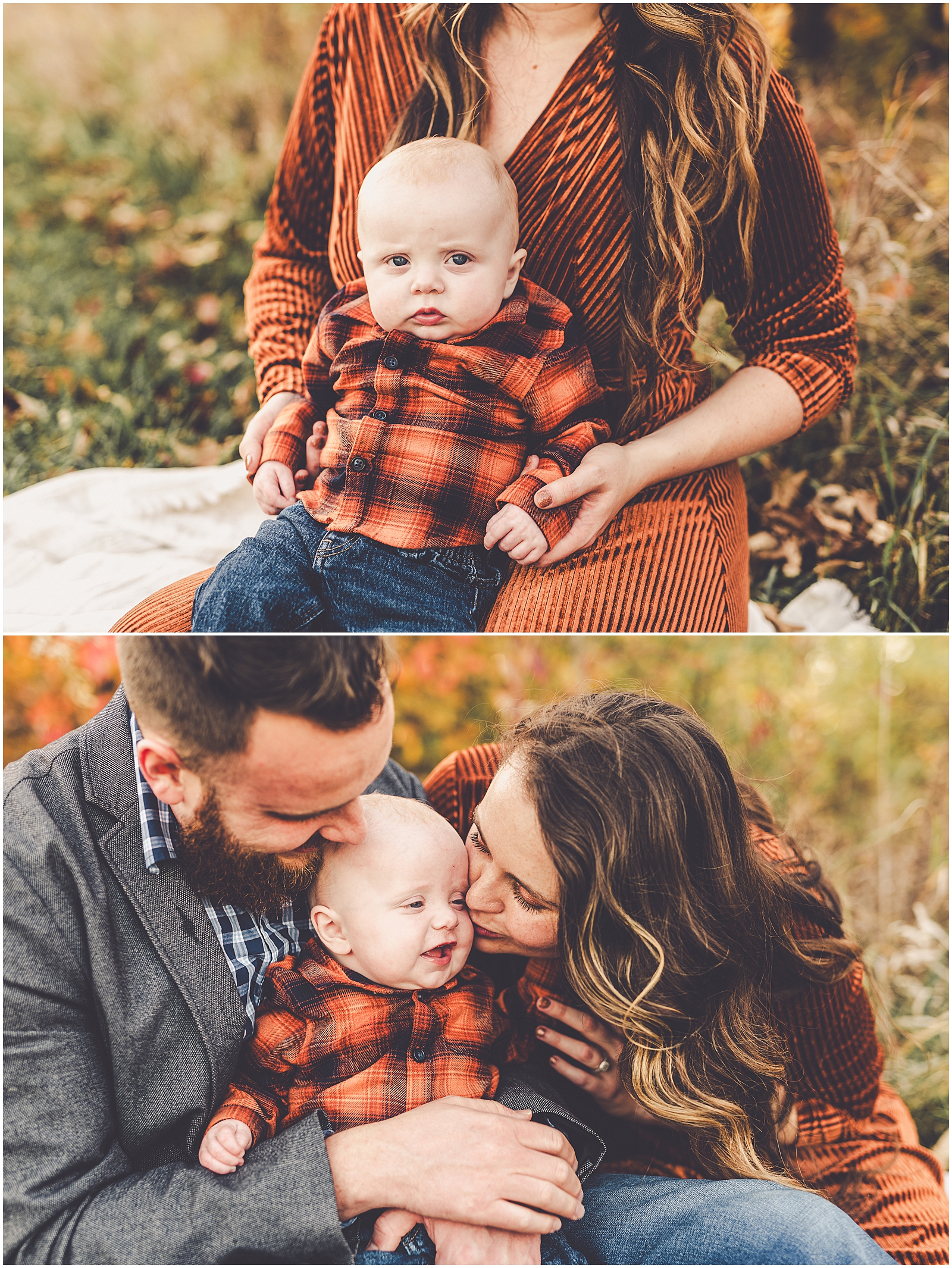 Fall four-month milestone & family session for the Schmidgall family with Kankakee County family photographer Kara Evans Photographer.