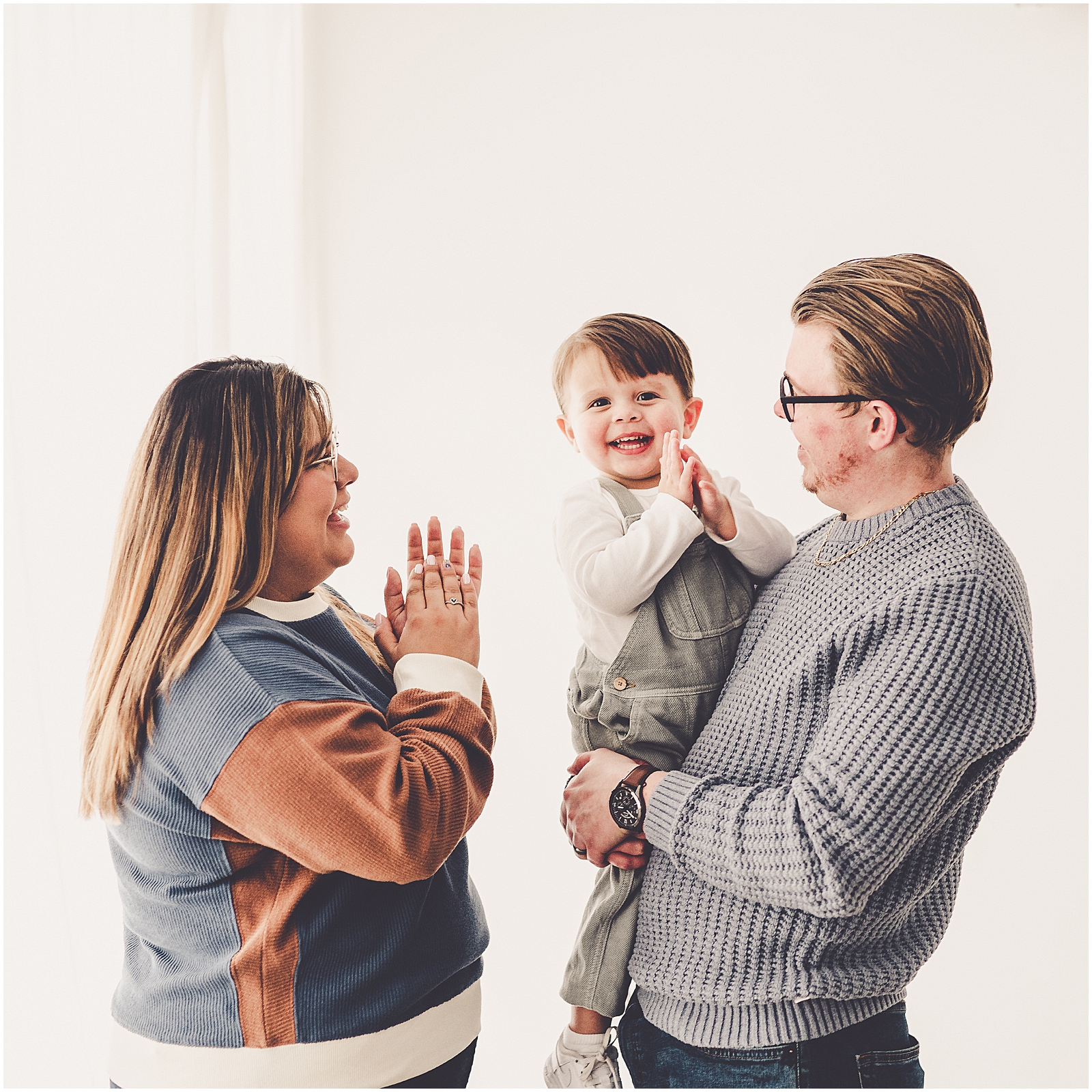 Natural light studio milestone photos for the Robinson family with Kankakee County family photographer Kara Evans Photographer.