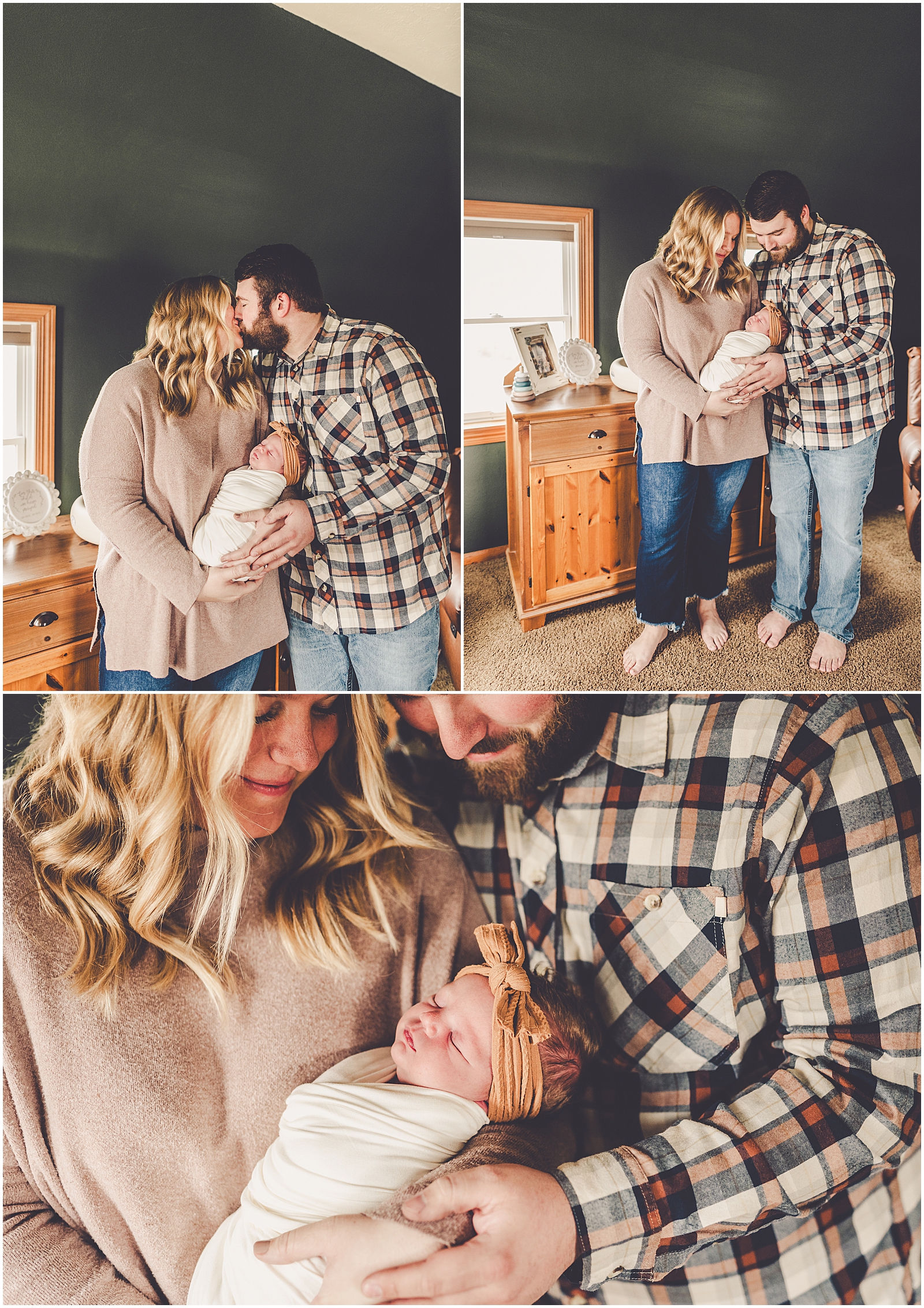 In-home Iroquois County newborn photographer for the Cowsert family with Kankakee family photographer Kara Evans Photographer.