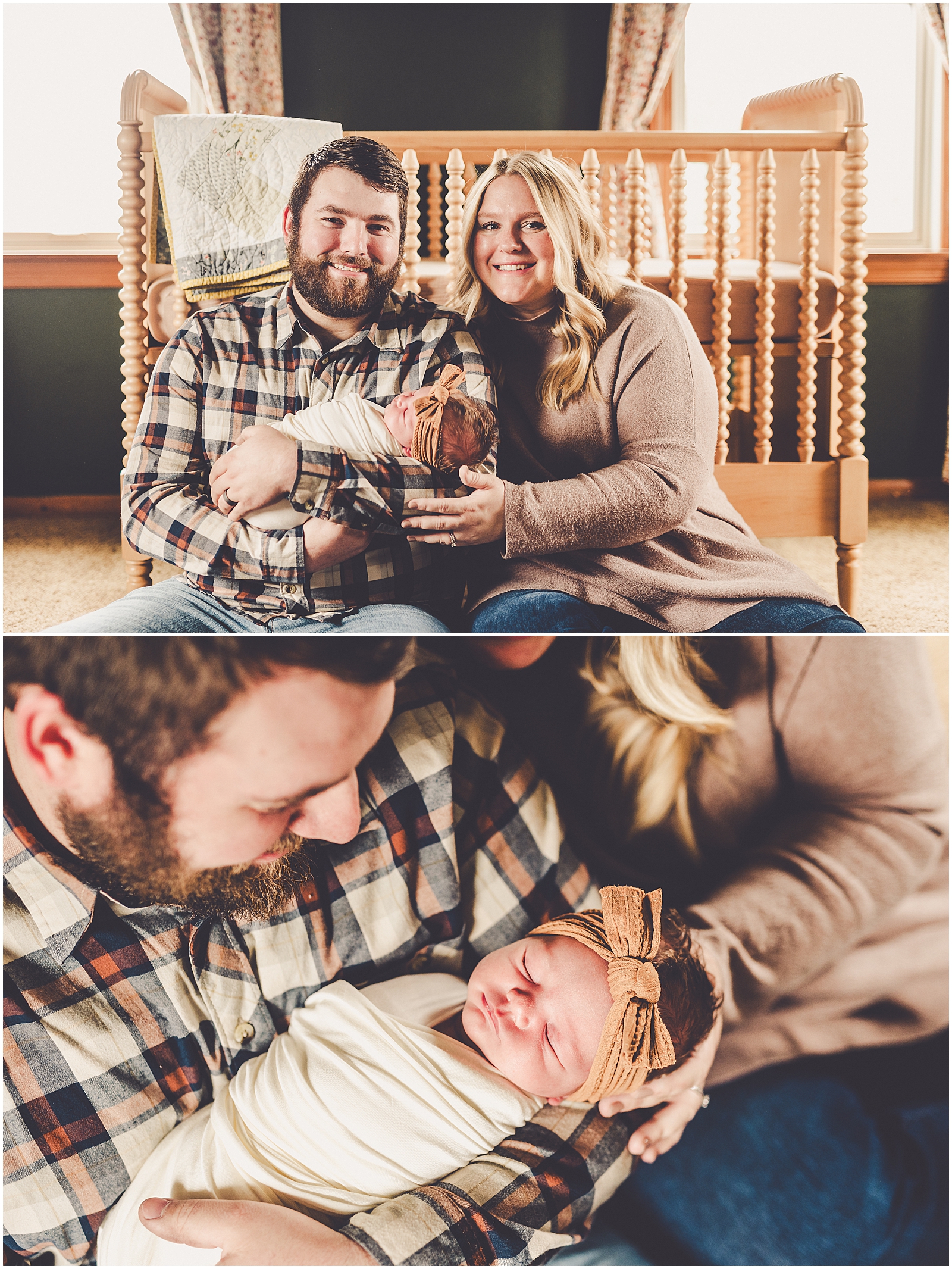 In-home Iroquois County newborn photographer for the Cowsert family with Kankakee family photographer Kara Evans Photographer.