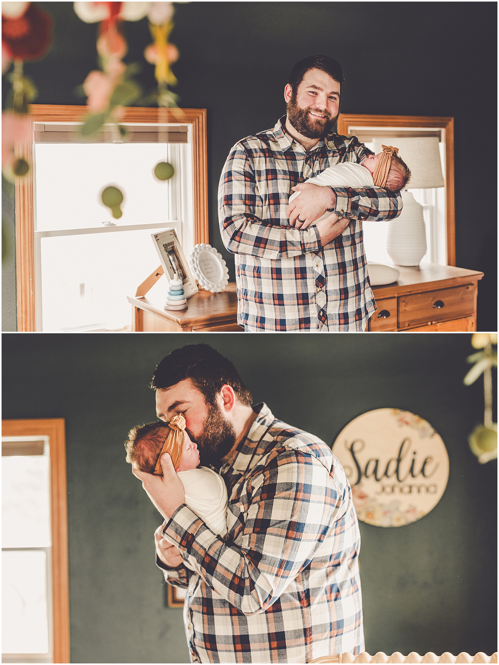 In-home Iroquois County newborn photographer for the Cowsert family with Kankakee family photographer Kara Evans Photographer.