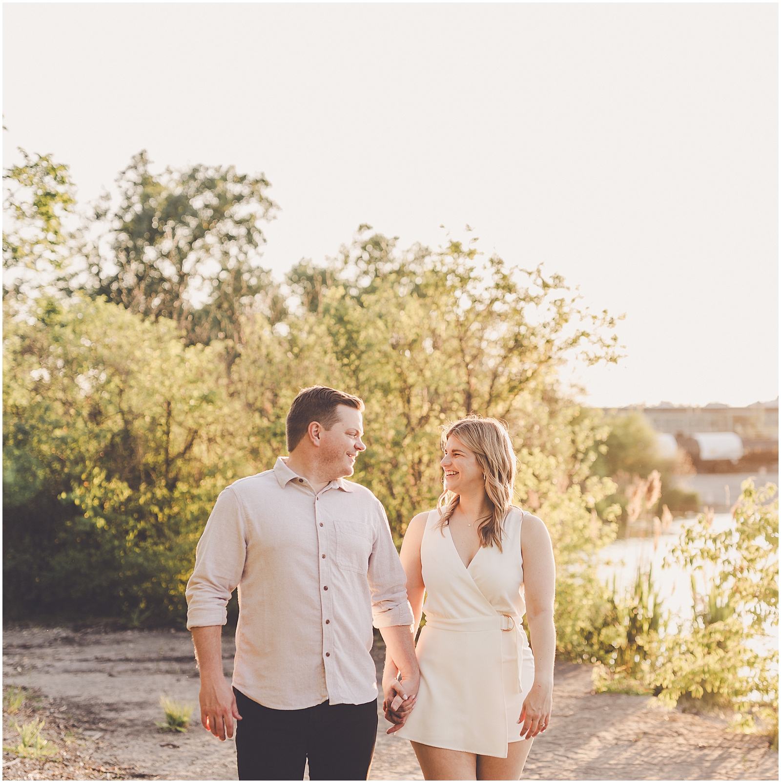 Spring engagement photos in Lemont, Illinois with Chicagoland wedding photographer Kara Evans Photographer.