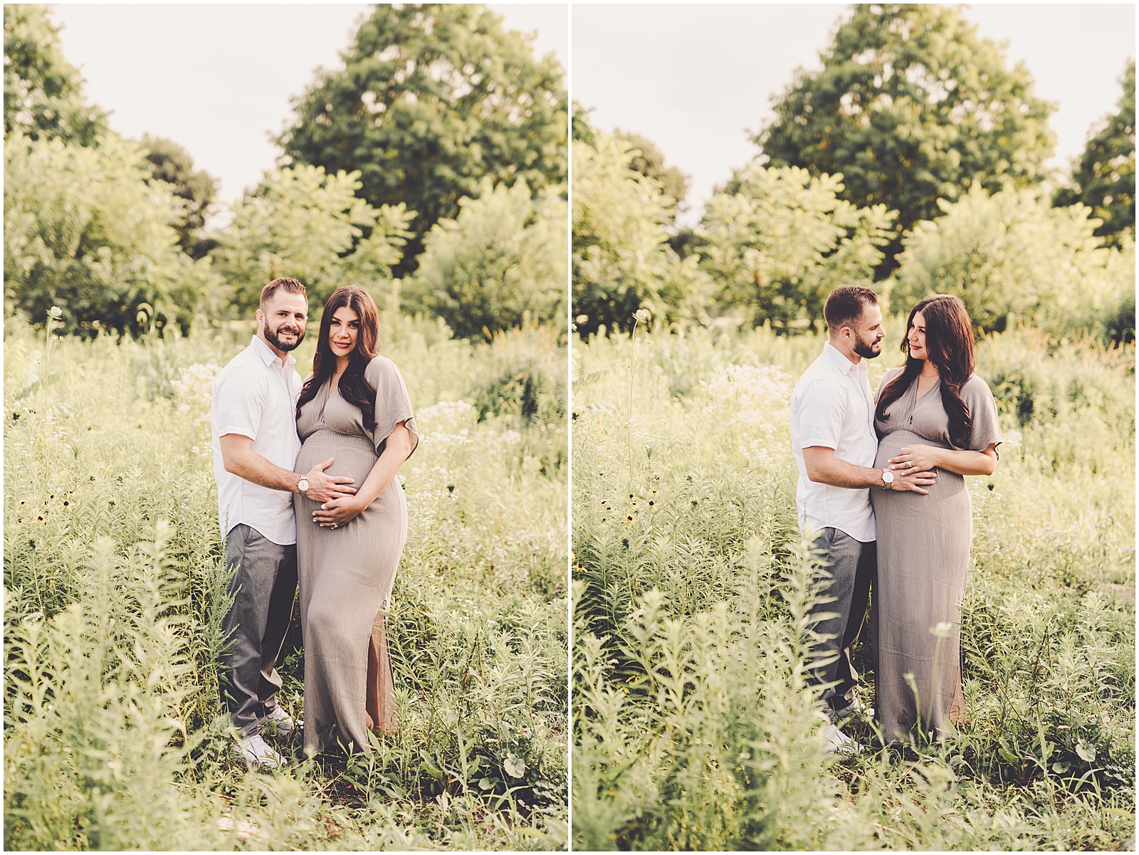 Summer sunset maternity photos in Bourbonnais at Perry Farm with Kankakee family photographer Kara Evans Photographer.