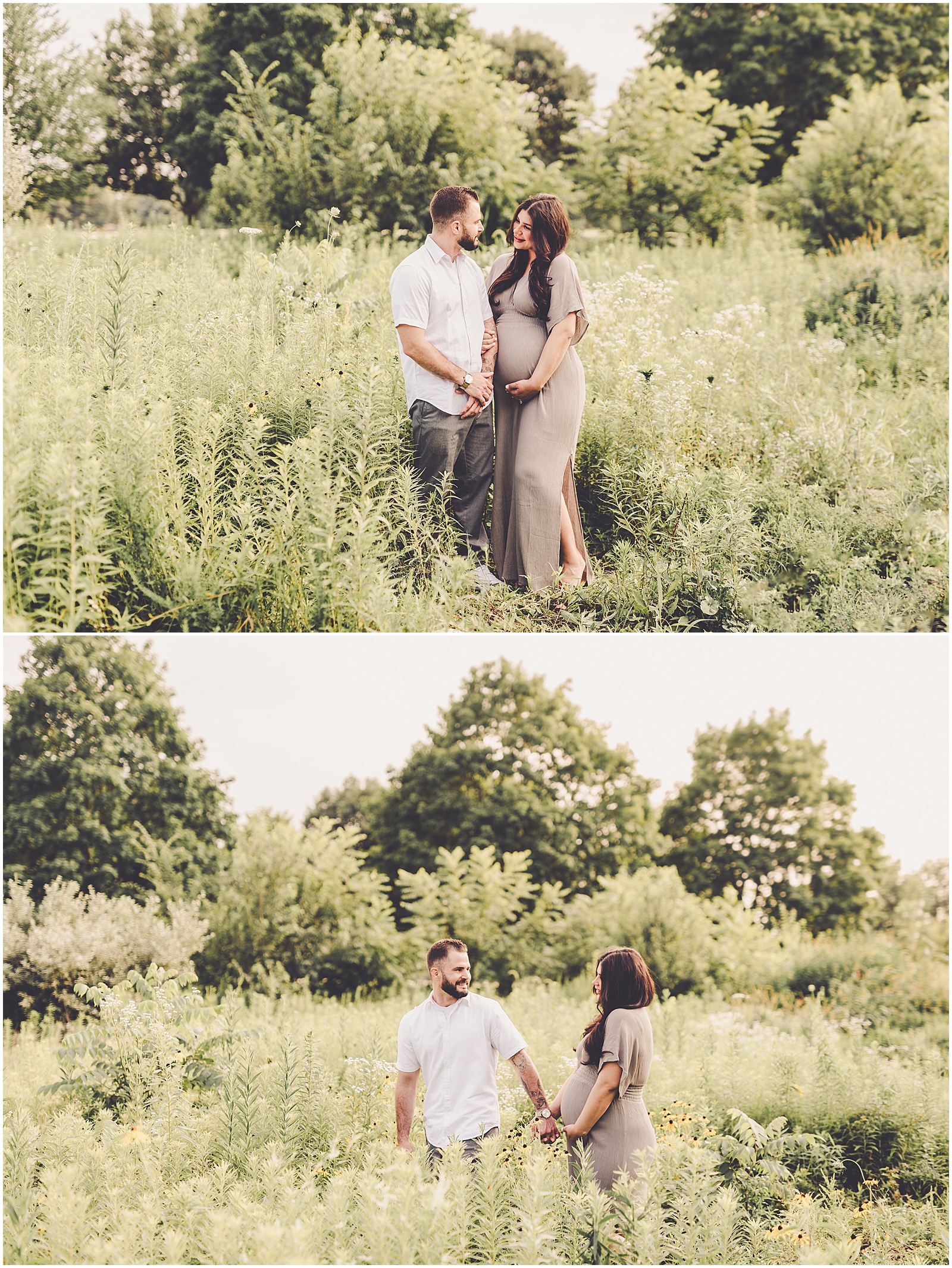 Summer sunset maternity photos in Bourbonnais at Perry Farm with Kankakee family photographer Kara Evans Photographer.