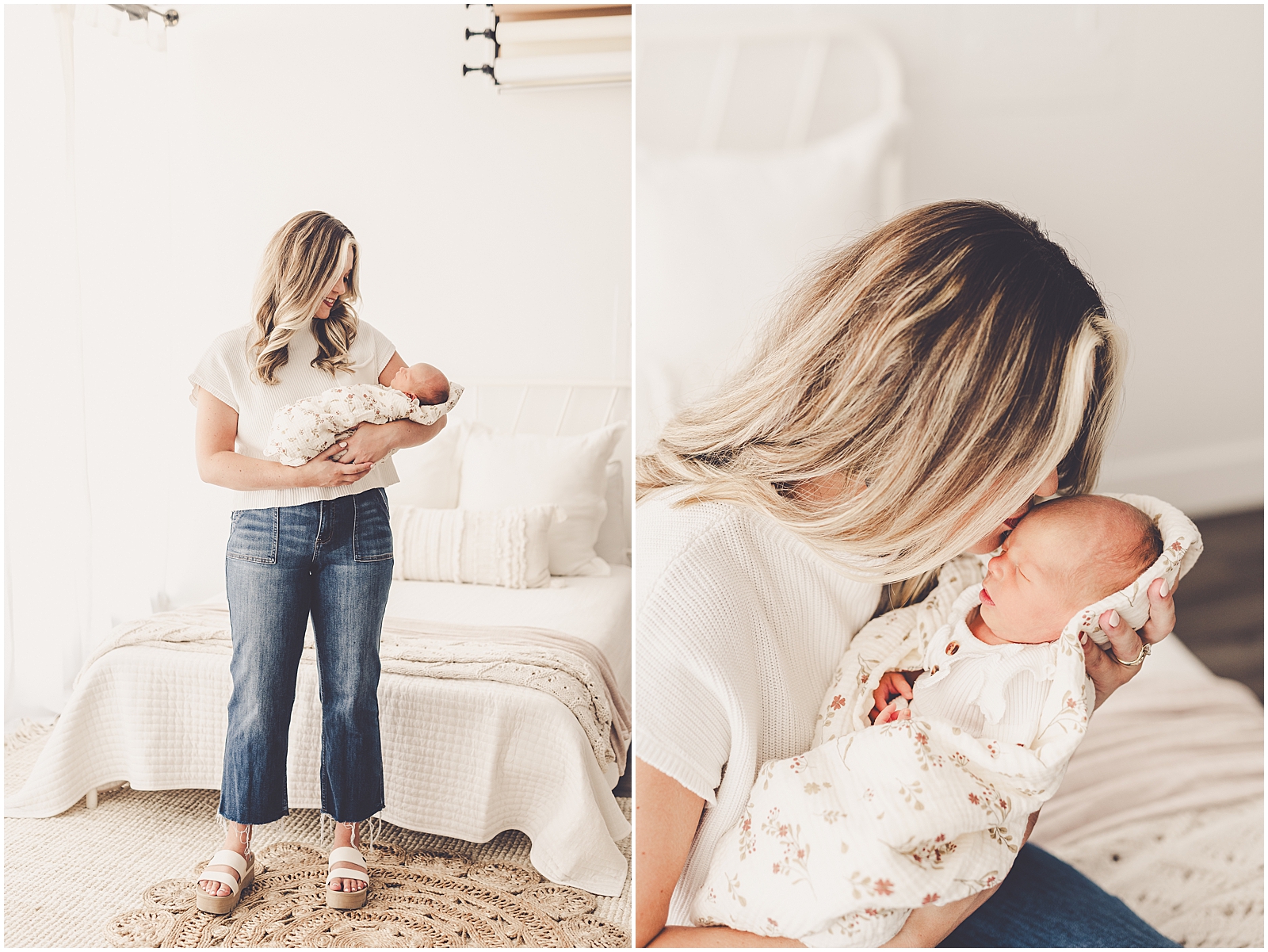 Kankakee natural light newborn photographer for the Morrissey family with Kankakee family photographer Kara Evans Photographer.