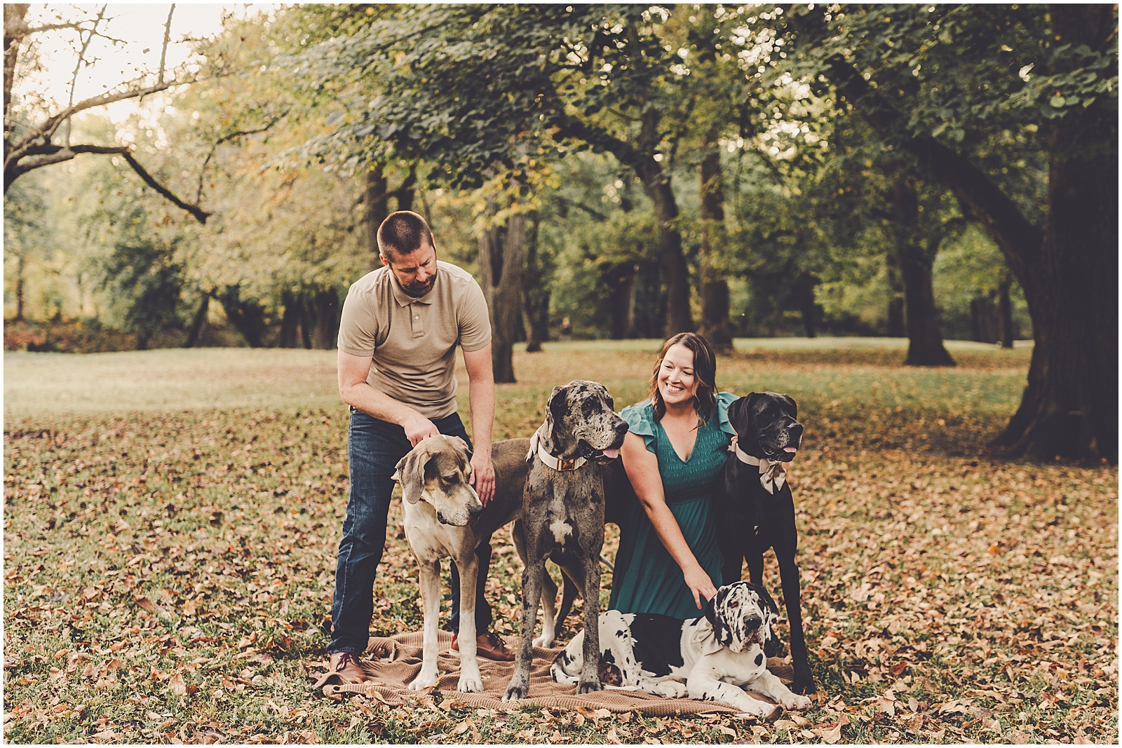 Fall family photographer in Watseka & Great Dane family photos with Kankakee & Iroquois County family photographer Kara Evans Photographer.