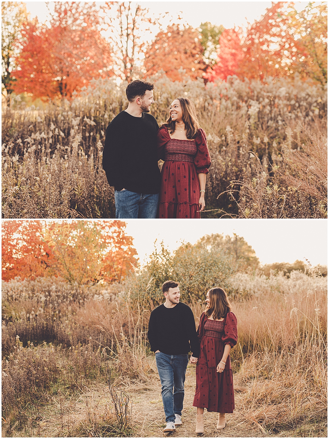 Fall anniversary photos at Perry Farm in Bourbonnais with Chicagoland wedding photographer Kara Evans Photographer.