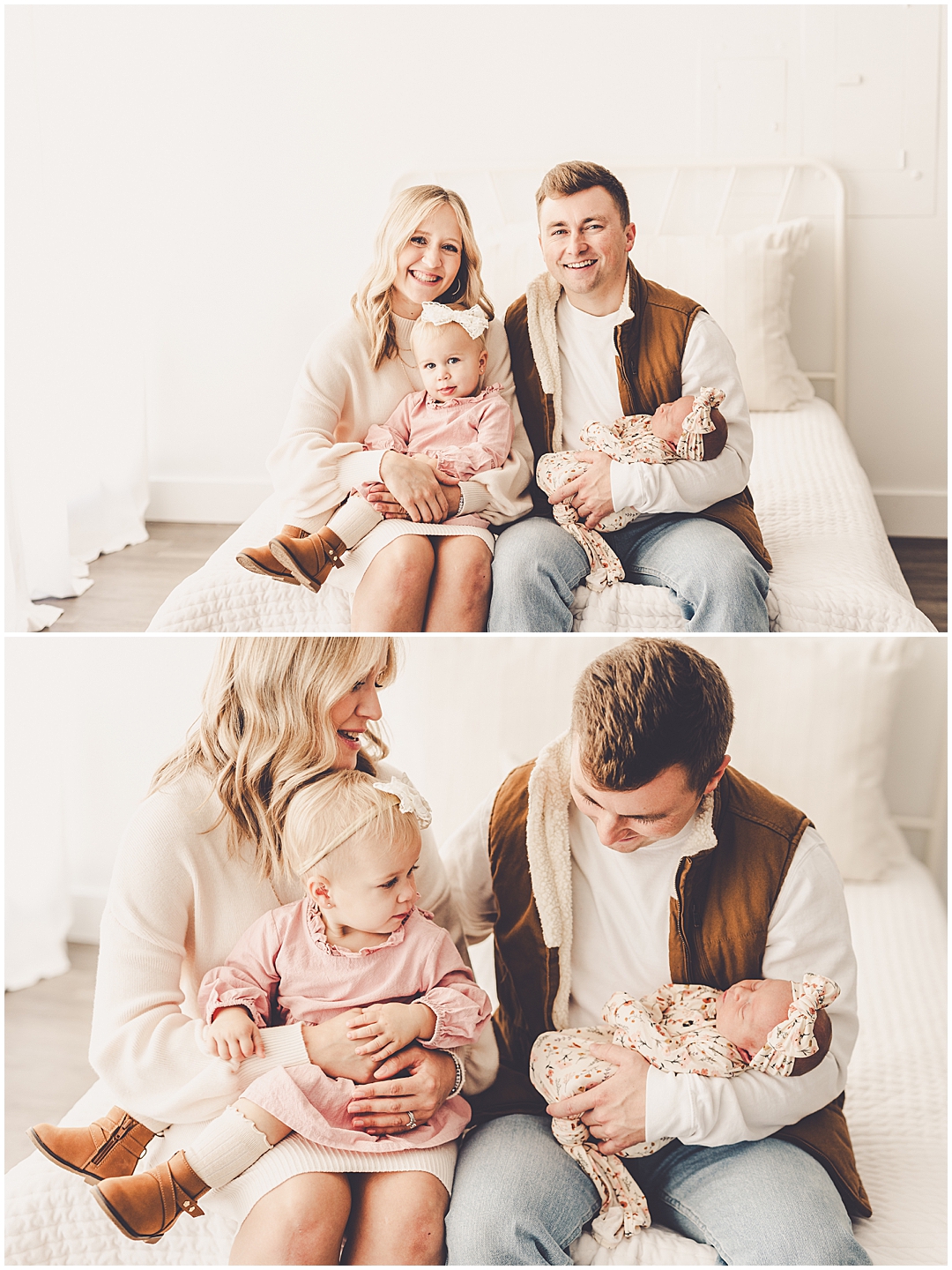 Kankakee family of four family & newborn photographer in downtown Kankakee with Kankakee photographer Kara Evans Photographer.