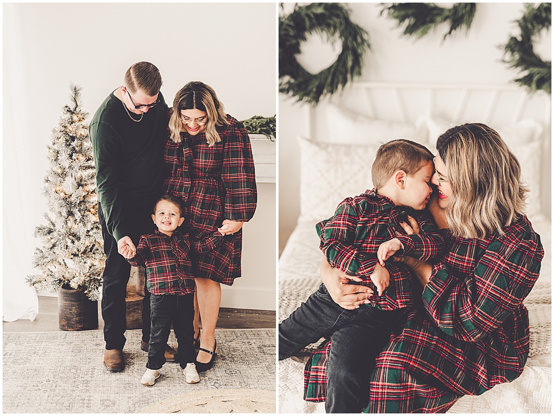 Christmas family photos at Studio 388 in Kankakee, Illinois with Kankakee family photographer Kara Evans Photographer.