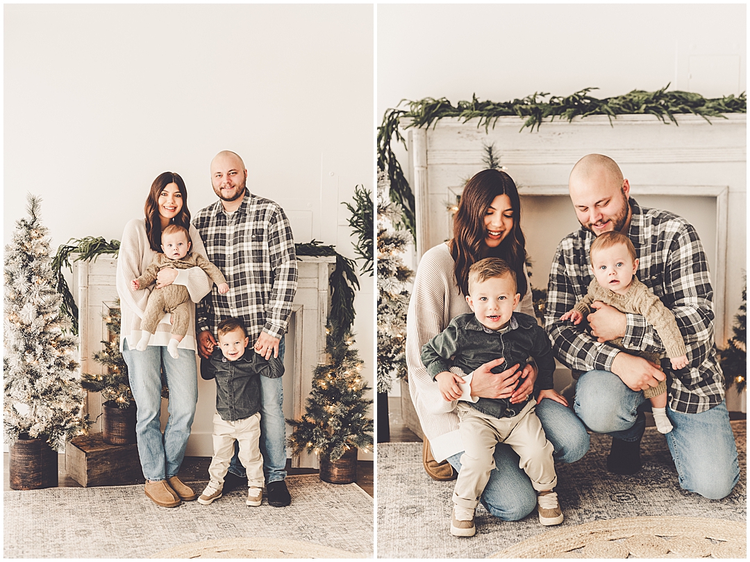 Christmas family photos at Studio 388 in Kankakee, Illinois with Kankakee family photographer Kara Evans Photographer.