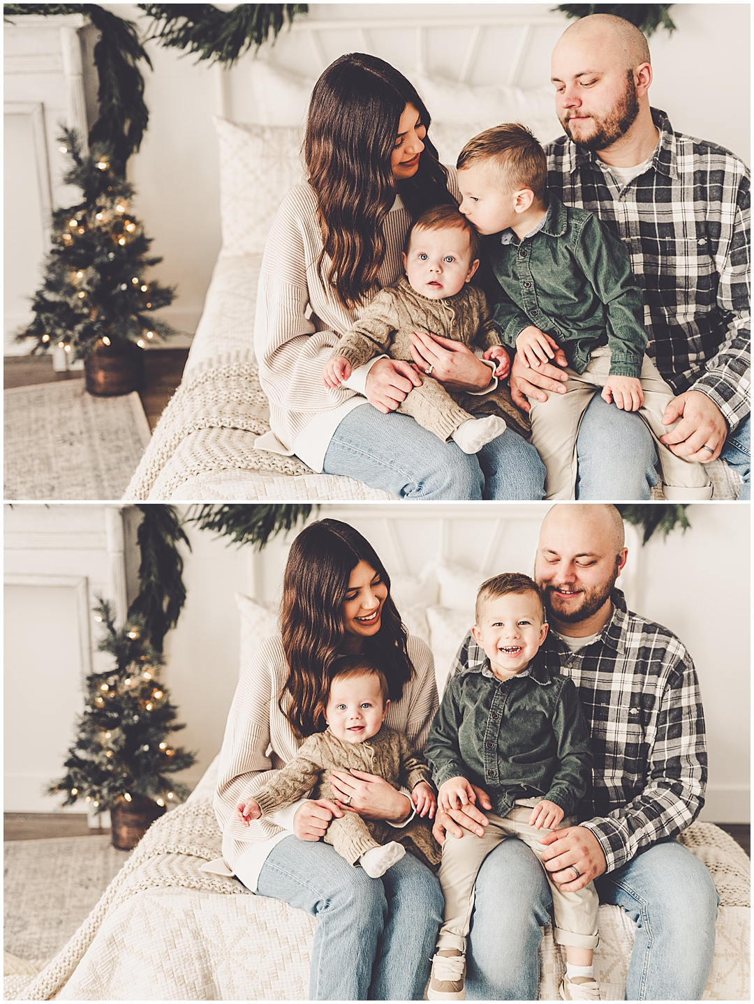 Christmas family photos at Studio 388 in Kankakee, Illinois with Kankakee family photographer Kara Evans Photographer.