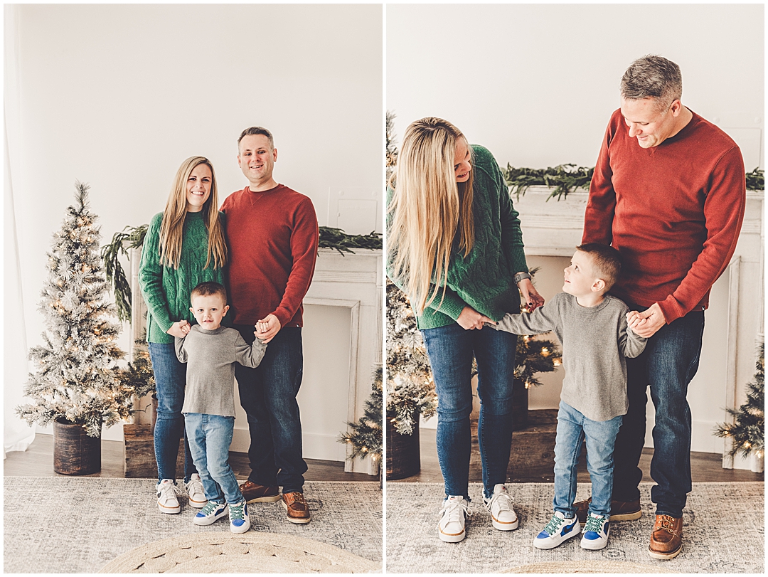 Christmas family photos at Studio 388 in Kankakee, Illinois with Kankakee family photographer Kara Evans Photographer.