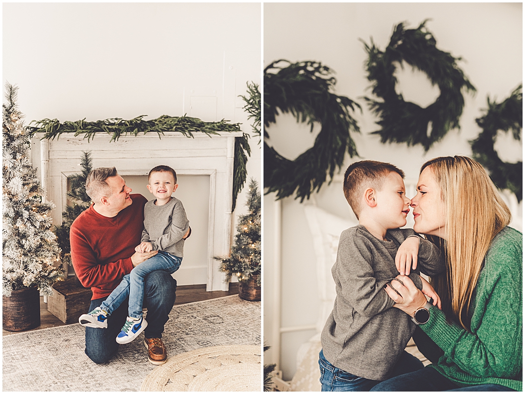 Christmas family photos at Studio 388 in Kankakee, Illinois with Kankakee family photographer Kara Evans Photographer.