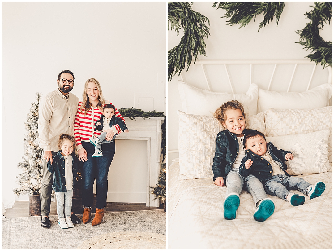 Christmas family photos at Studio 388 in Kankakee, Illinois with Kankakee family photographer Kara Evans Photographer.