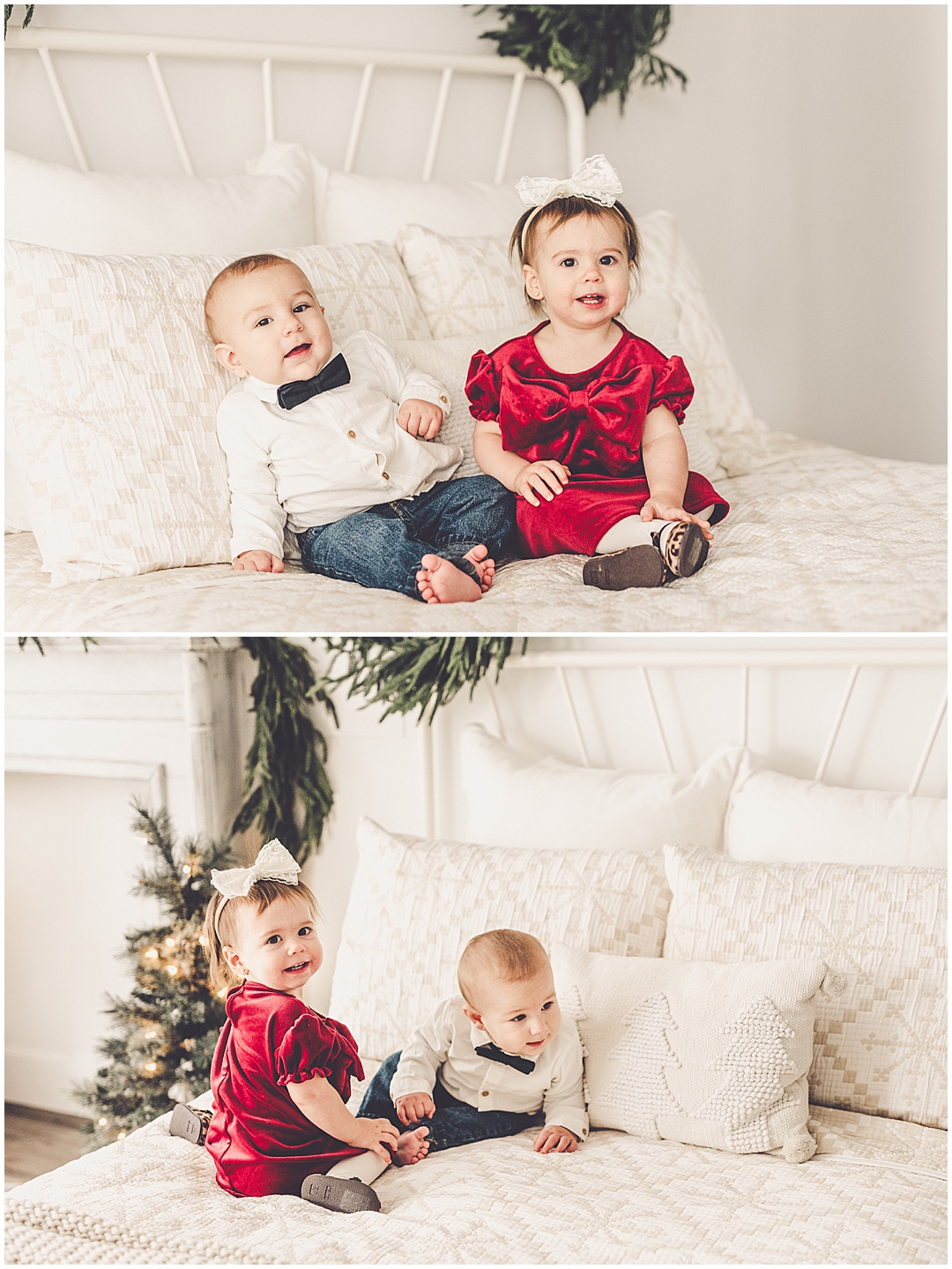 Christmas family photos at Studio 388 in Kankakee, Illinois with Kankakee family photographer Kara Evans Photographer.