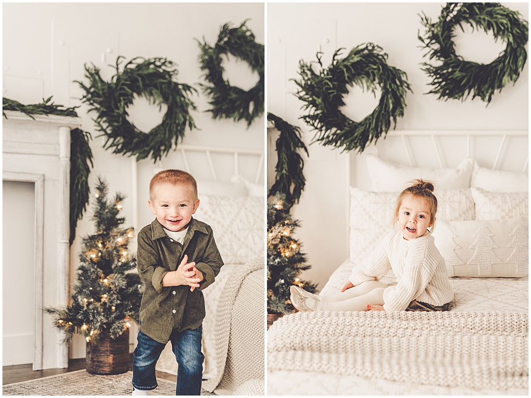 Christmas family photos at Studio 388 in Kankakee, Illinois with Kankakee family photographer Kara Evans Photographer.