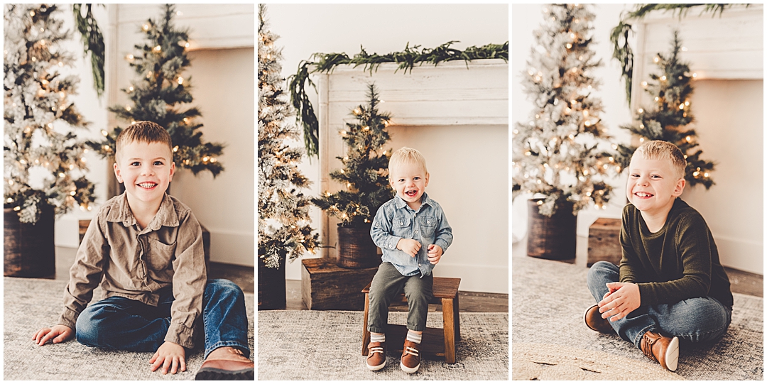 Christmas family photos at Studio 388 in Kankakee, Illinois with Kankakee family photographer Kara Evans Photographer.