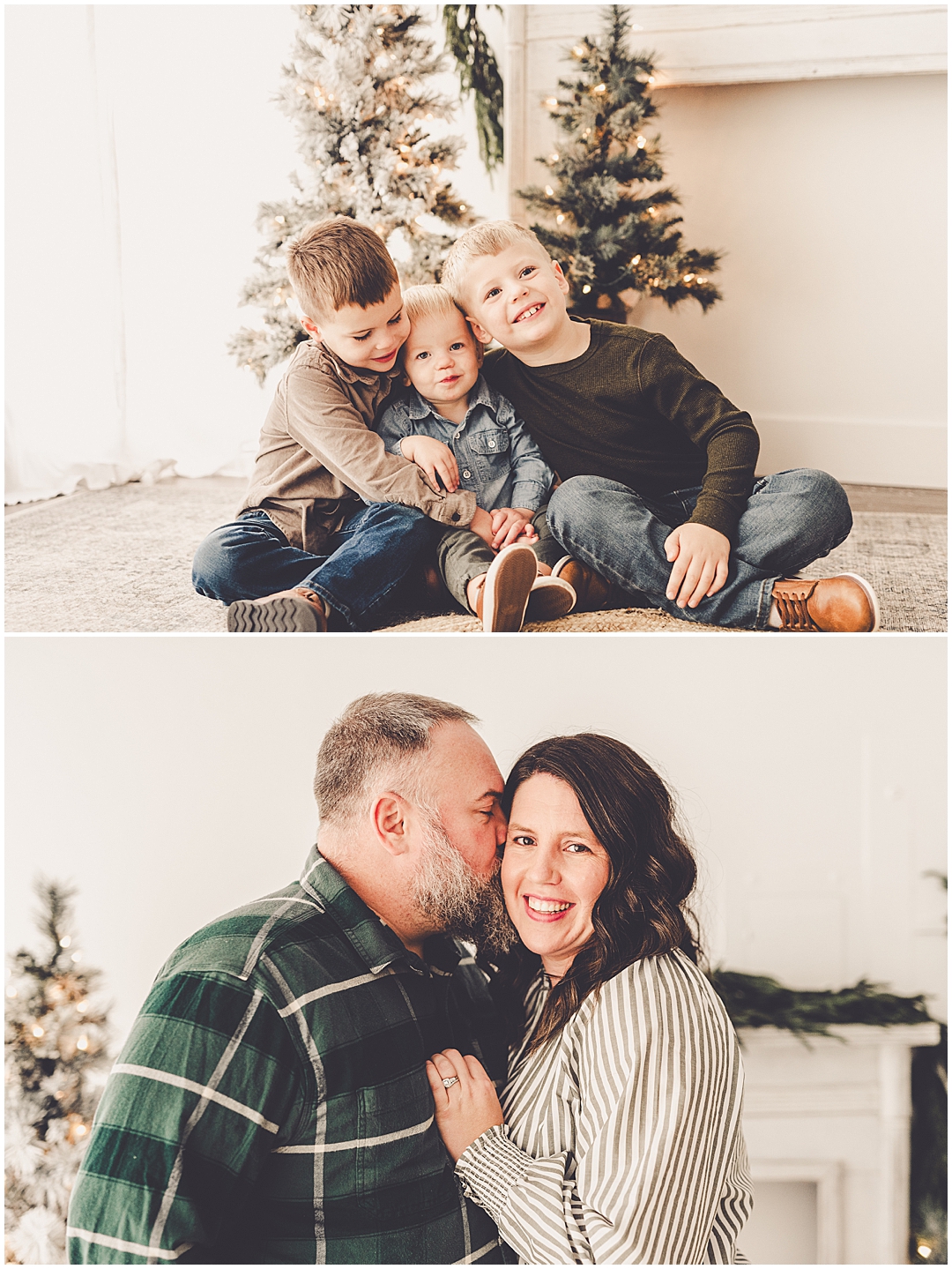 Christmas family photos at Studio 388 in Kankakee, Illinois with Kankakee family photographer Kara Evans Photographer.