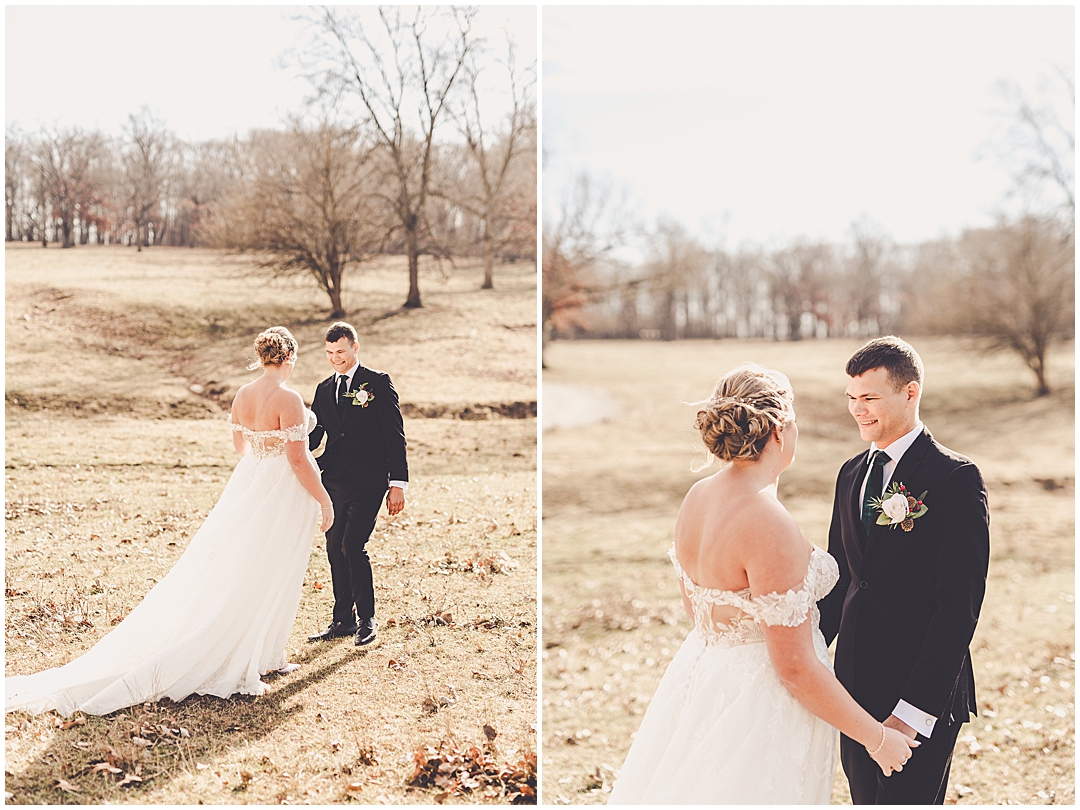 Alaina and Konnor's winter I Hotel wedding day in Champaign, Illinois with Chicagoland wedding photographer Kara Evans Photographer.