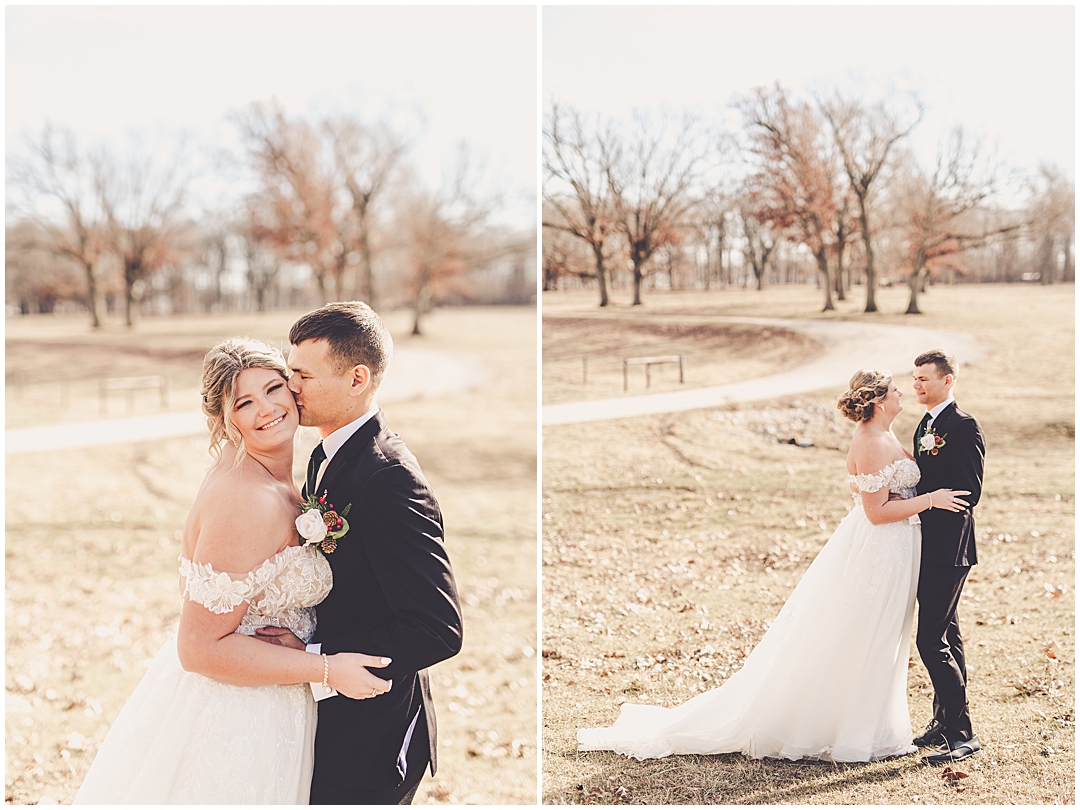 Alaina and Konnor's winter I Hotel wedding day in Champaign, Illinois with Chicagoland wedding photographer Kara Evans Photographer.