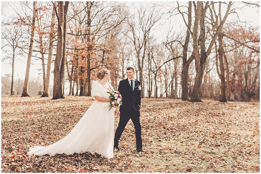 Alaina and Konnor's winter I Hotel wedding day in Champaign, Illinois with Chicagoland wedding photographer Kara Evans Photographer.