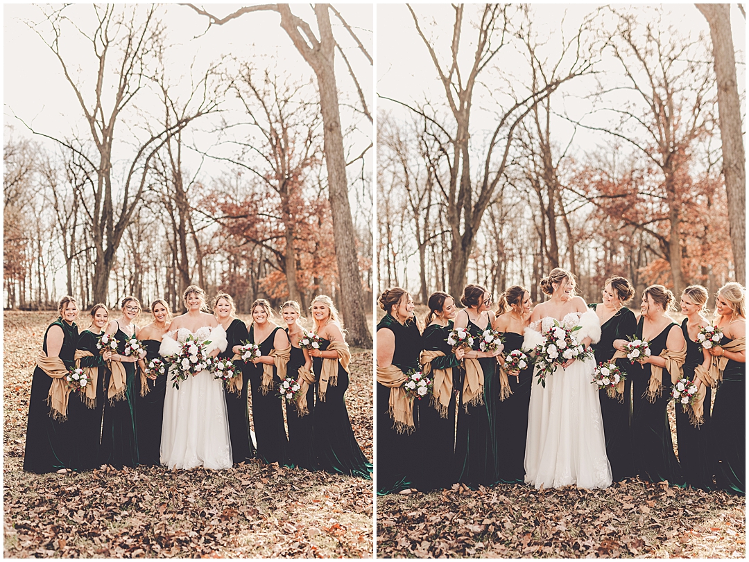 Alaina and Konnor's winter I Hotel wedding day in Champaign, Illinois with Chicagoland wedding photographer Kara Evans Photographer.