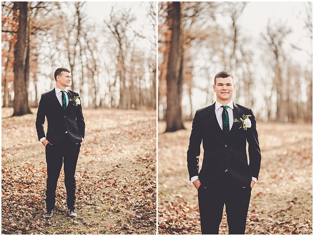 Alaina and Konnor's winter I Hotel wedding day in Champaign, Illinois with Chicagoland wedding photographer Kara Evans Photographer.