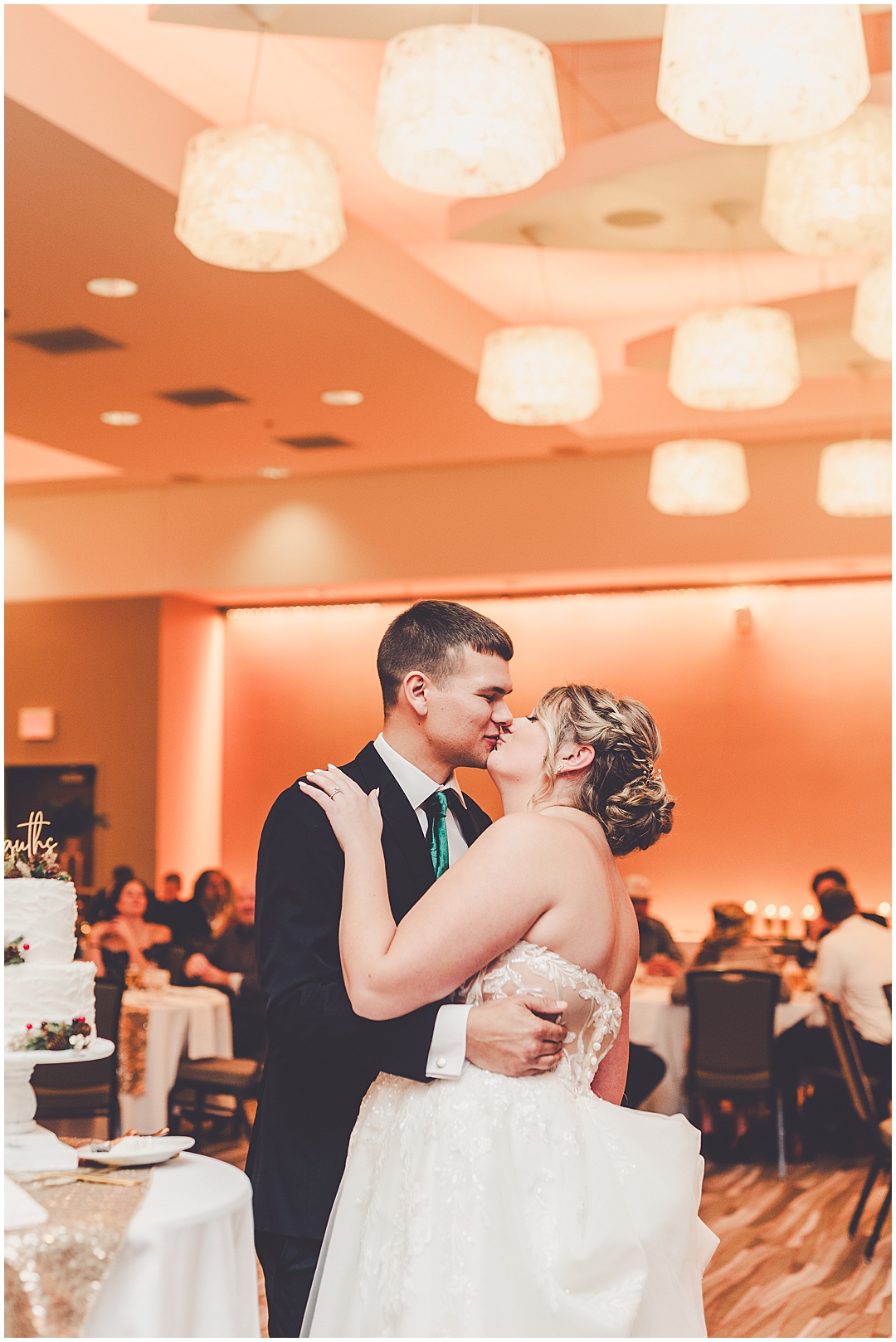 Alaina and Konnor's winter I Hotel wedding day in Champaign, Illinois with Chicagoland wedding photographer Kara Evans Photographer.