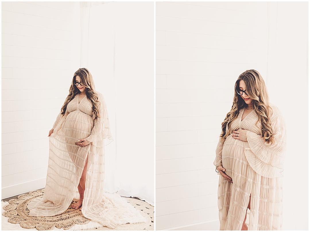 Studio maternity session at Studio 388 in Downtown Kankakee with Kankakee family photographer Kara Evans Photographer.